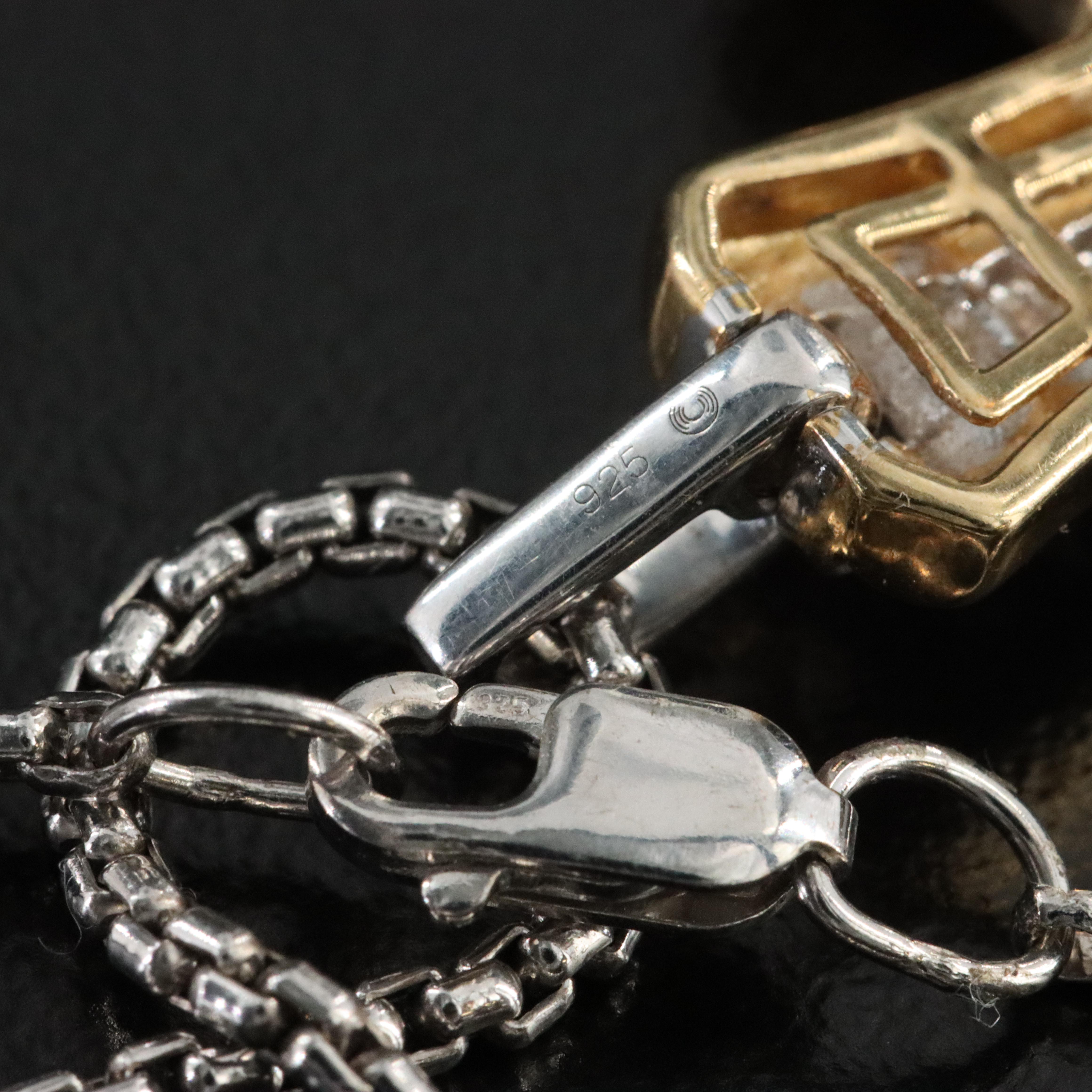 Sterling Diamond Cross Pendant Necklace