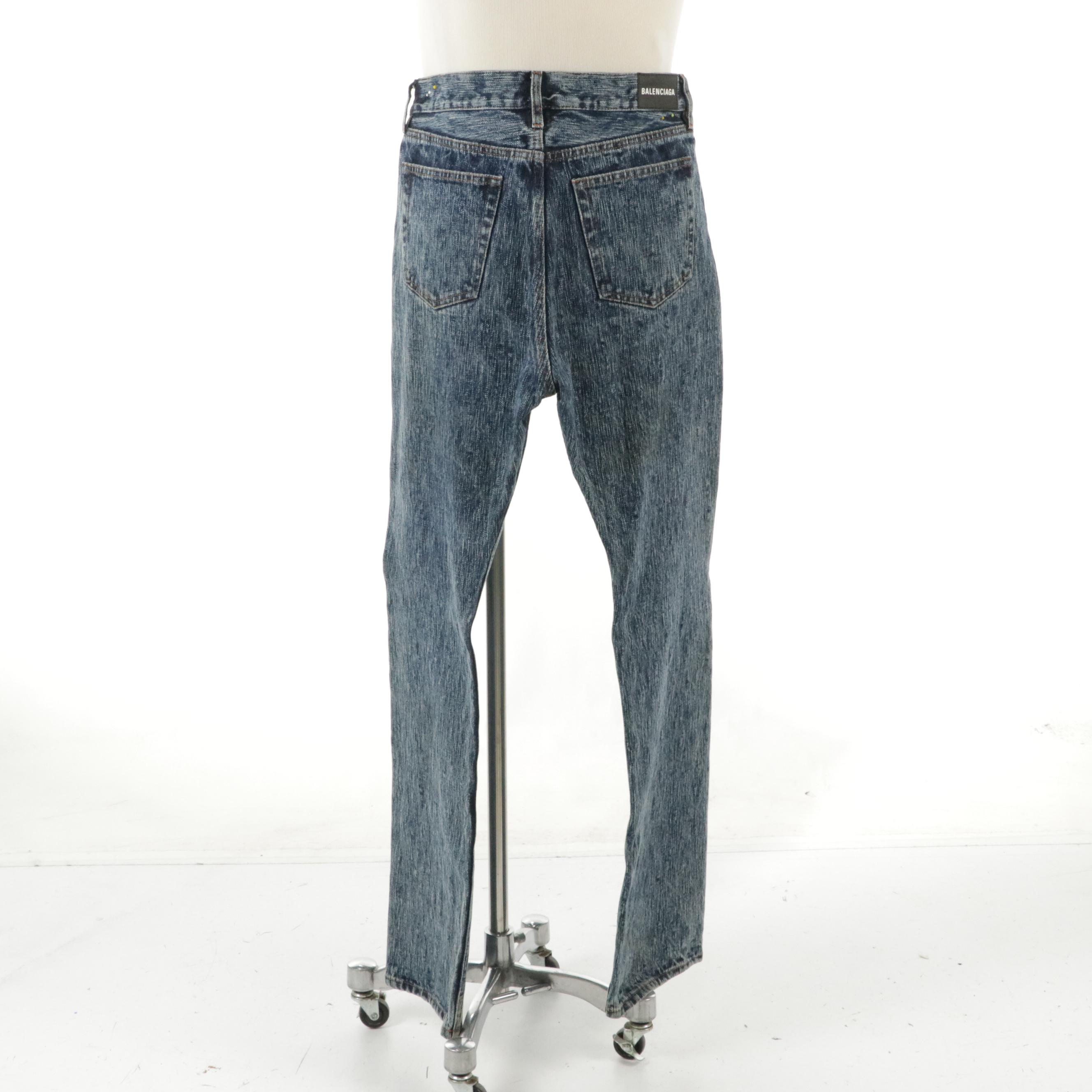 Men's Balenciaga Straight Leg Washed Denim Jeans