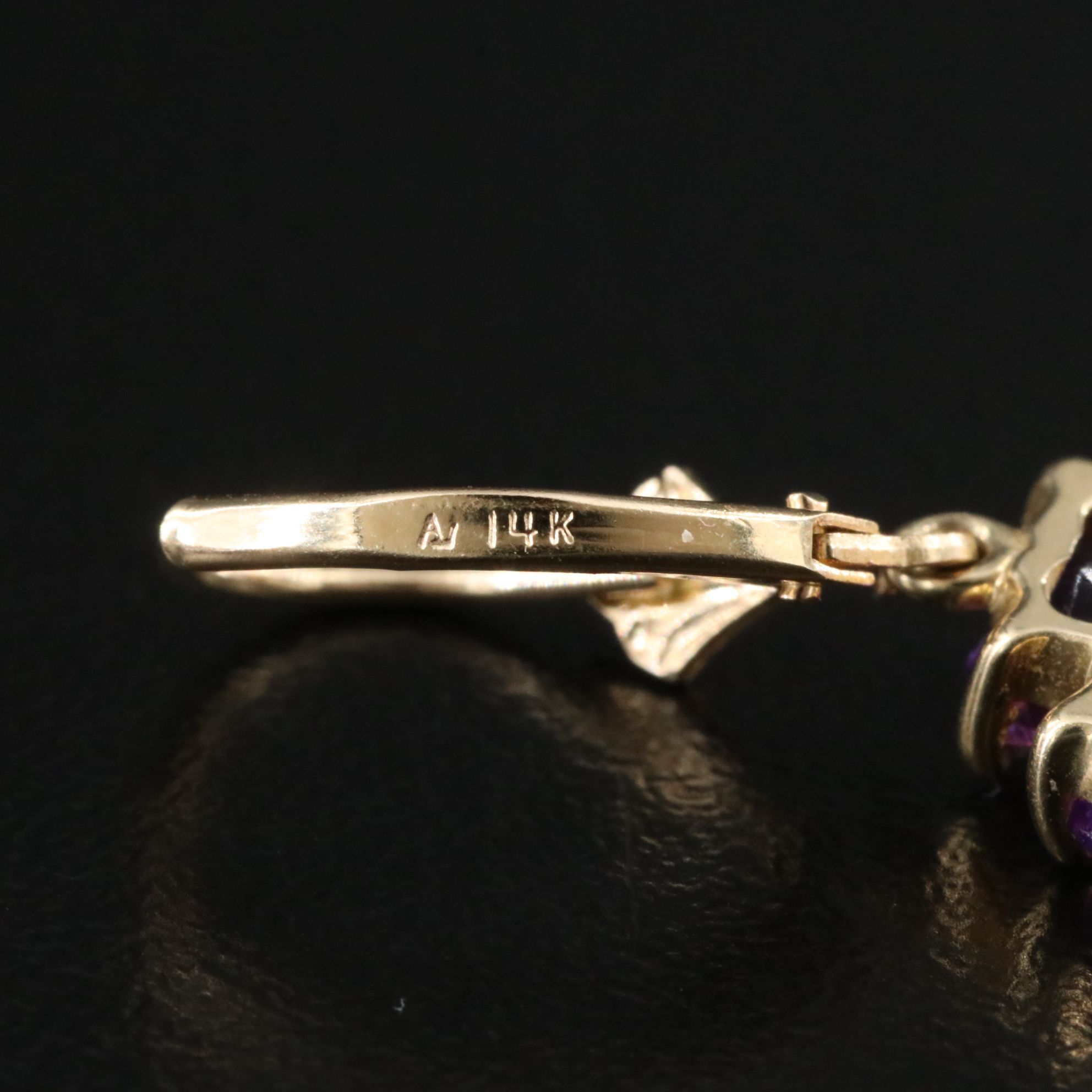 14K Amethyst and Diamond Flower Earrings