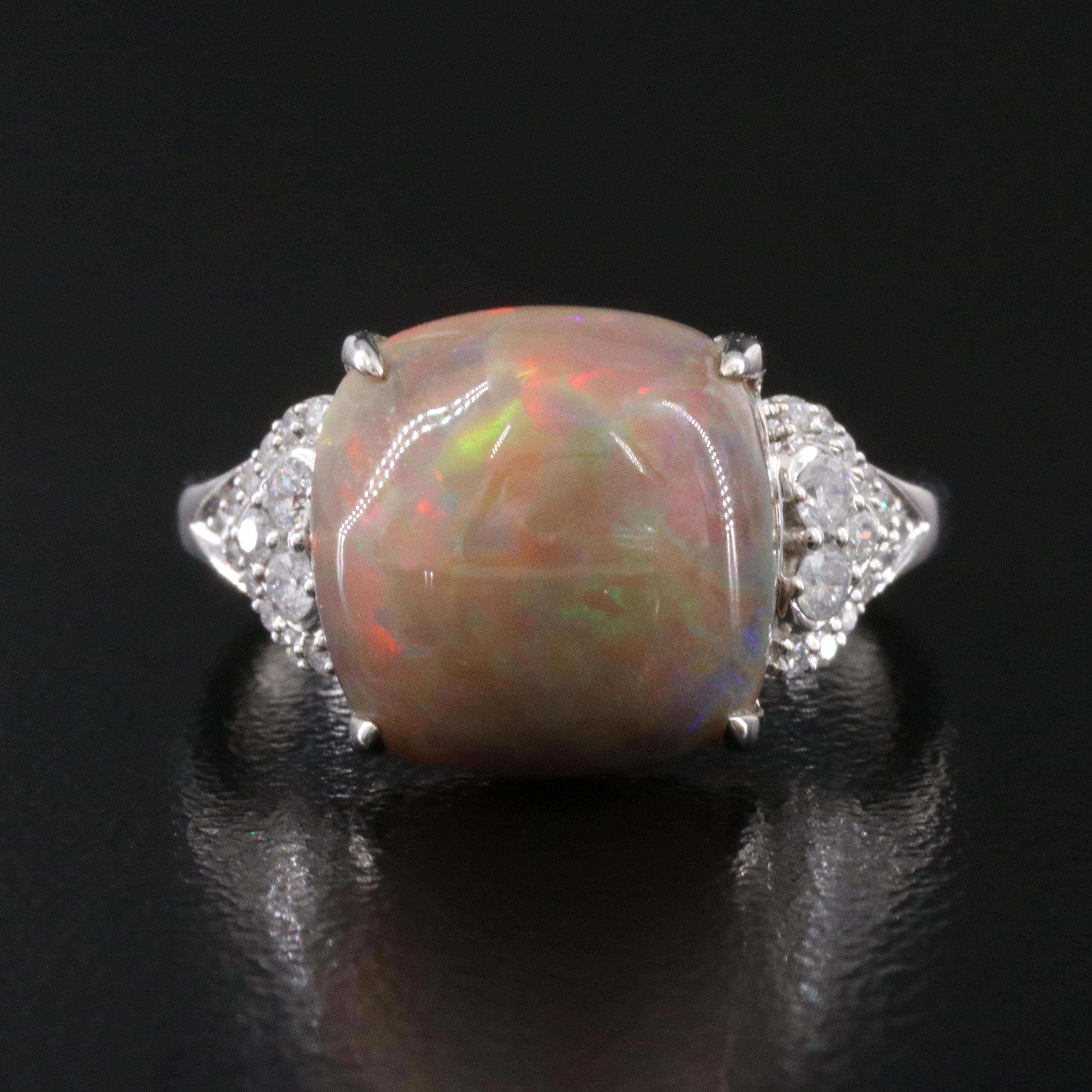 14K Opal and Diamond Ring