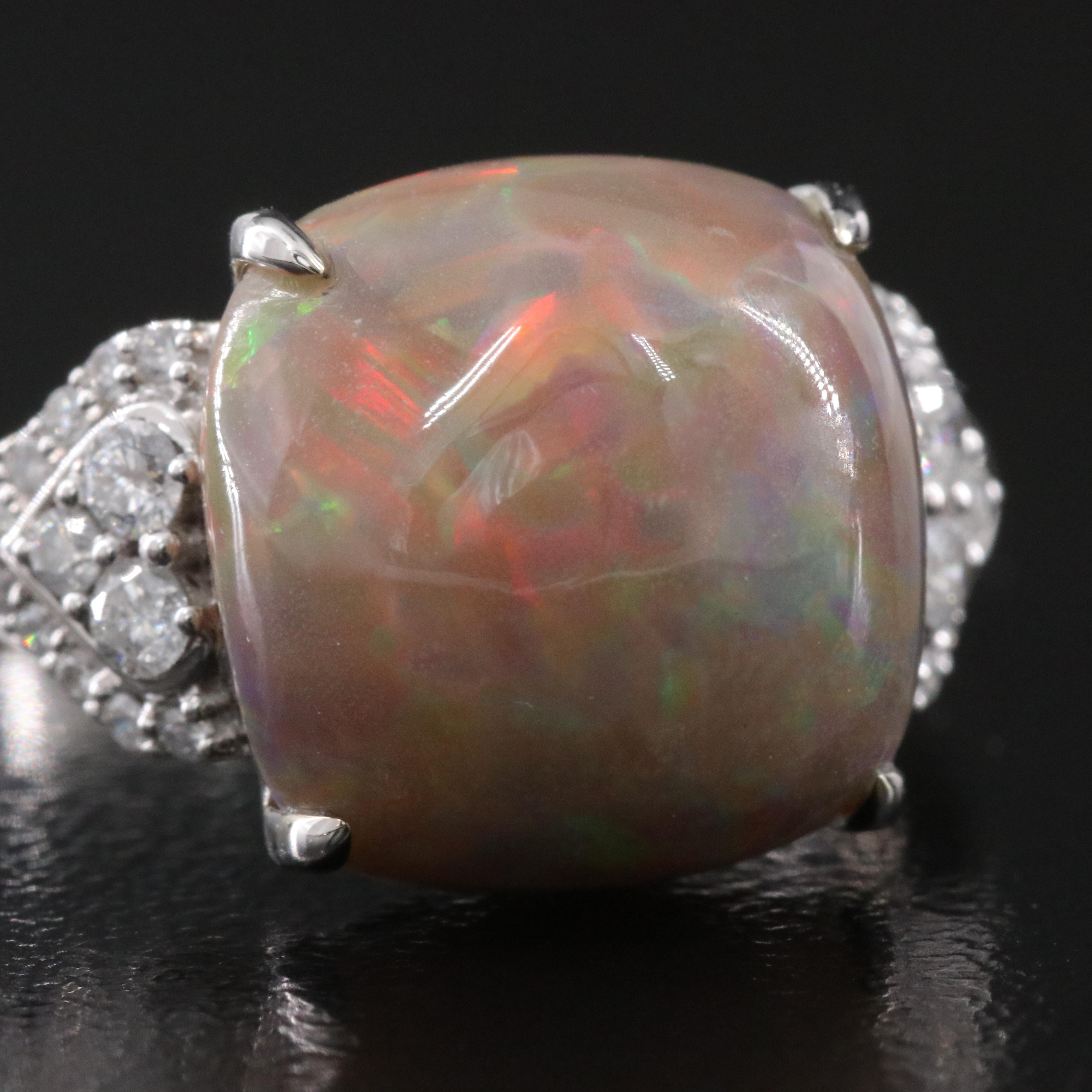14K Opal and Diamond Ring