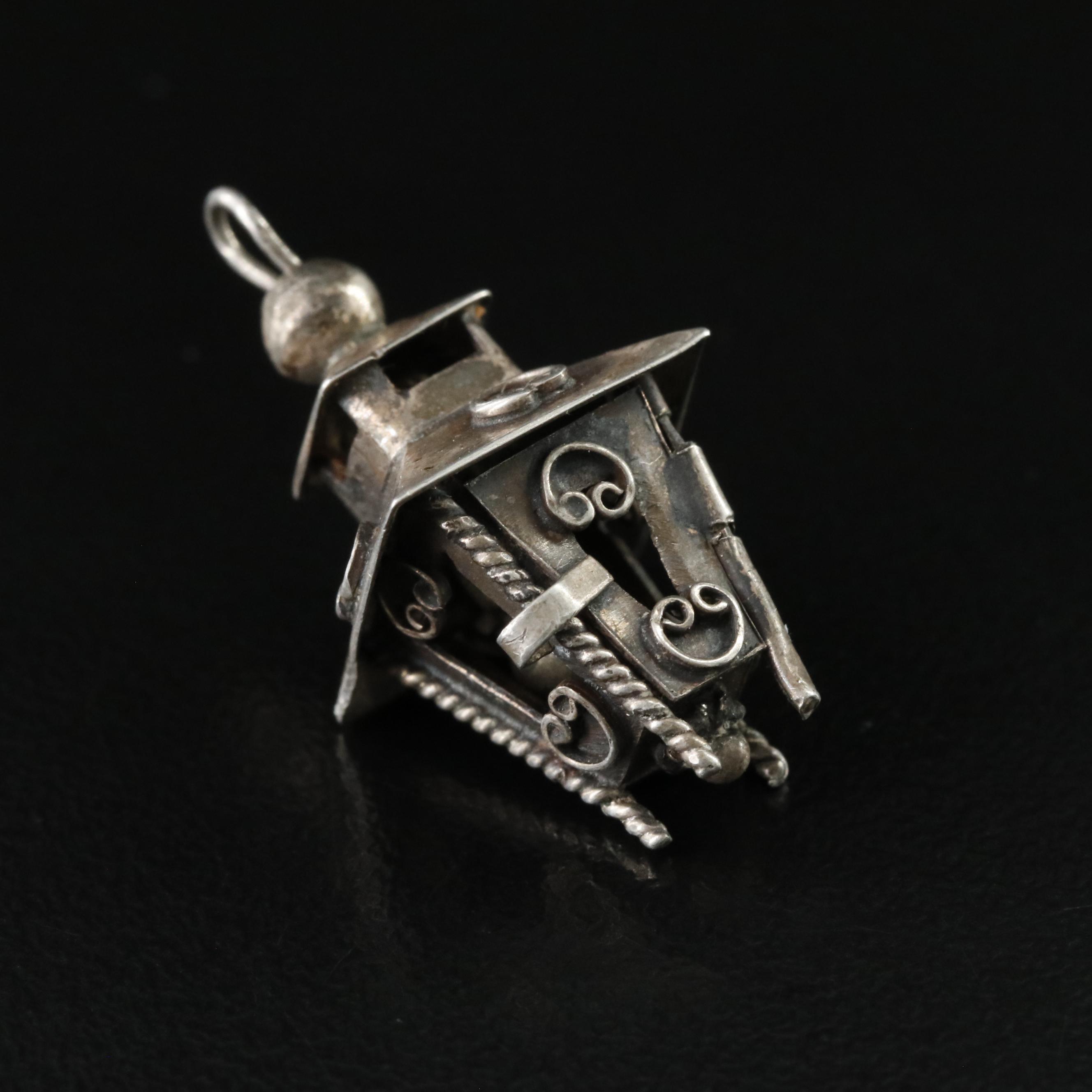 Sterling Lantern Articulated Charm Pendant