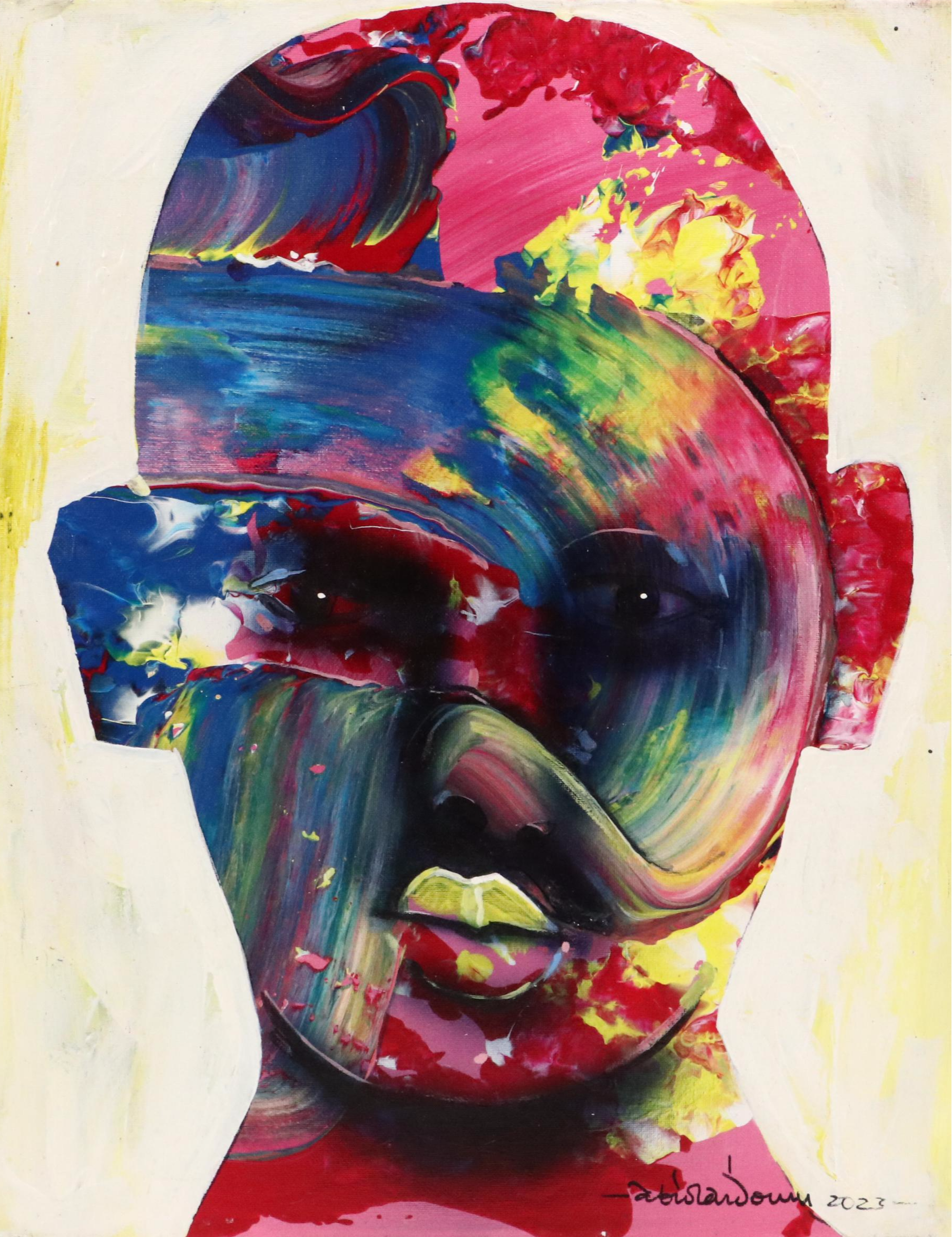 Abiola Idowu Stylized Acrylic Portrait "Blossom in Winter," 2023