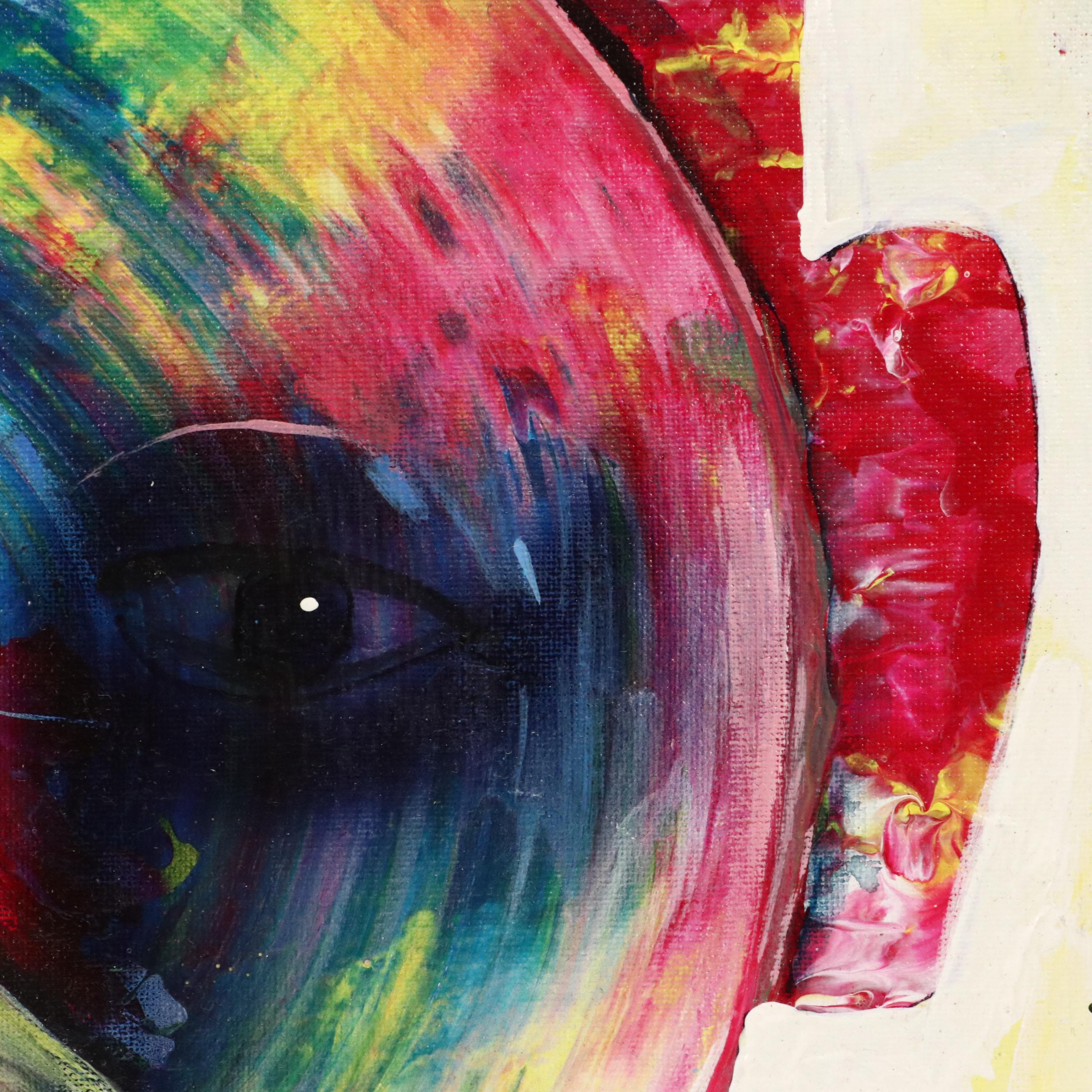 Abiola Idowu Stylized Acrylic Portrait "Blossom in Winter," 2023