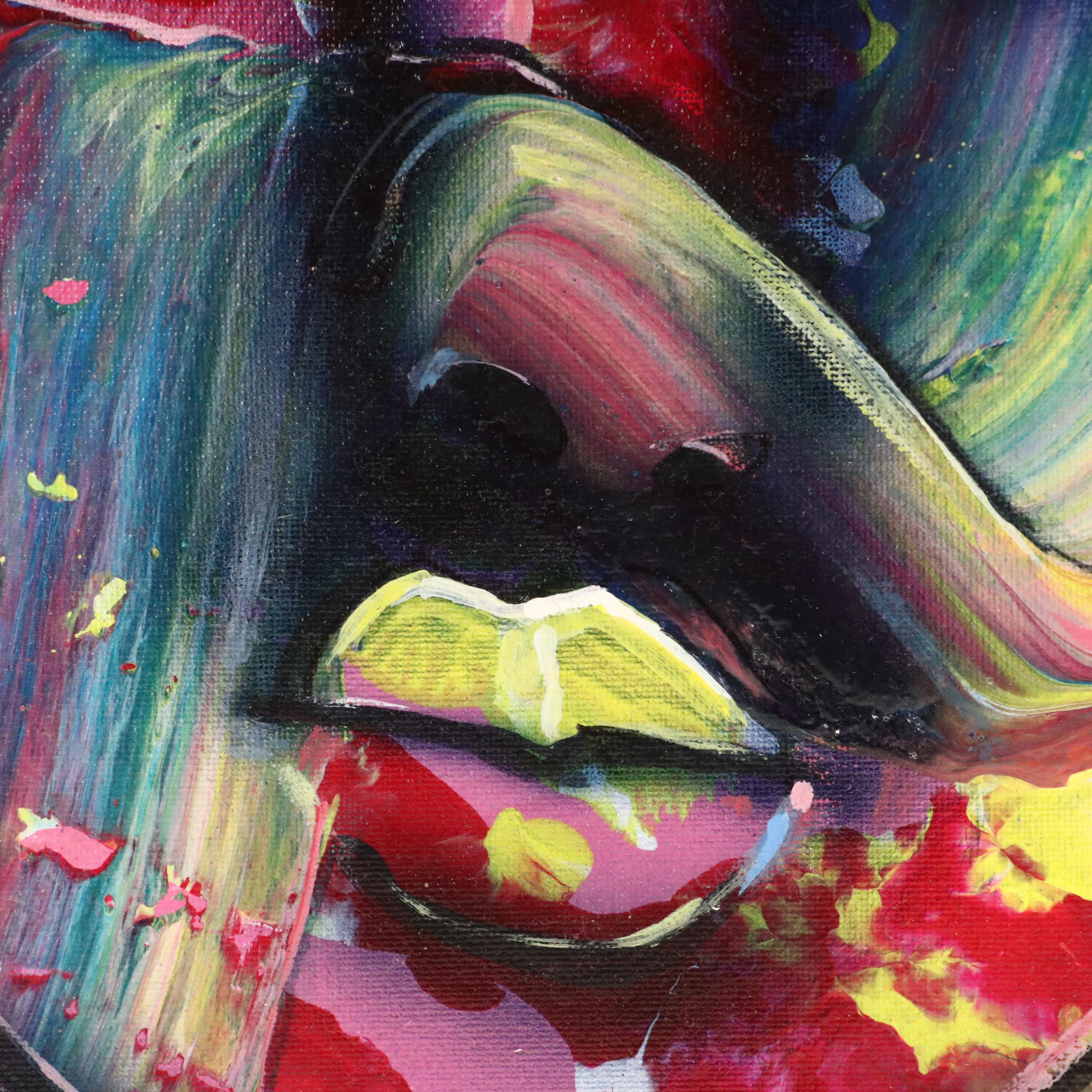 Abiola Idowu Stylized Acrylic Portrait "Blossom in Winter," 2023