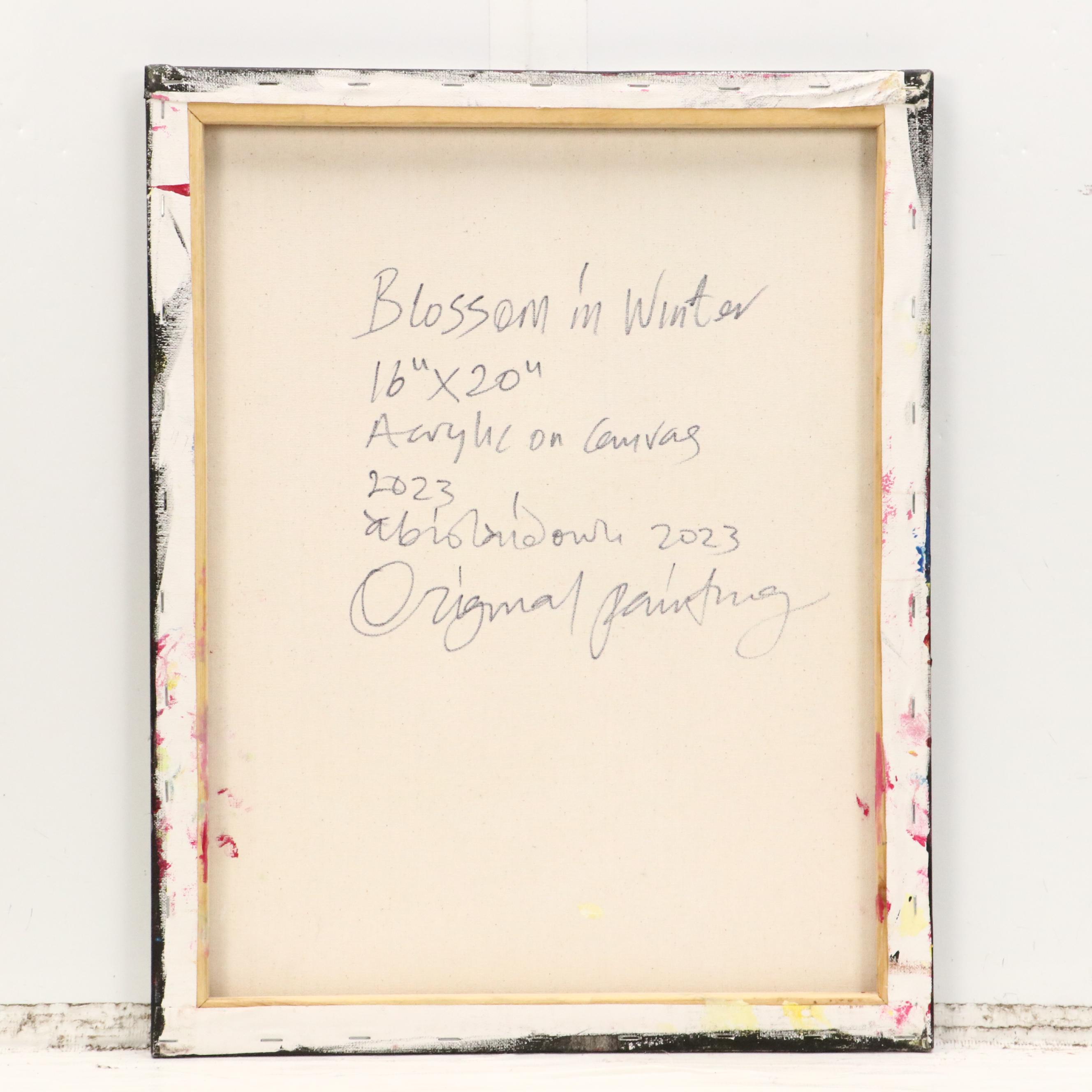 Abiola Idowu Stylized Acrylic Portrait "Blossom in Winter," 2023