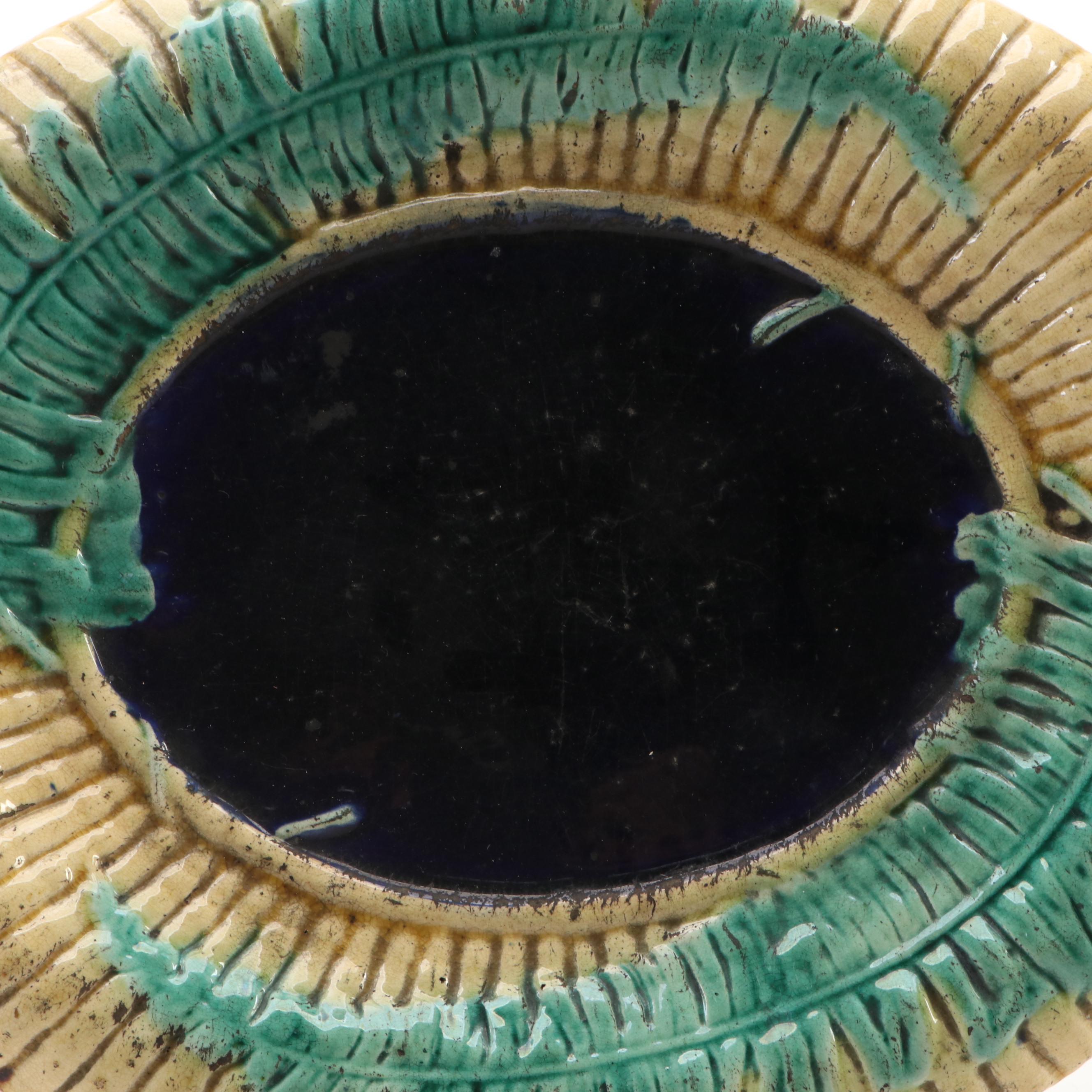 James Wardle and Company "Bamboo and Fern" Majolica Platter, Late 19th Century