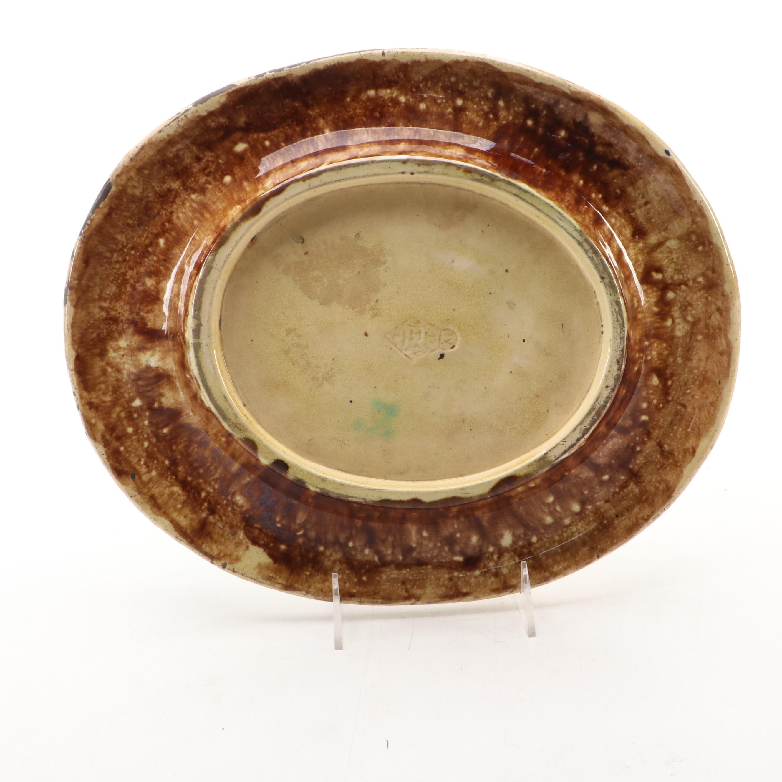 James Wardle and Company "Bamboo and Fern" Majolica Platter, Late 19th Century