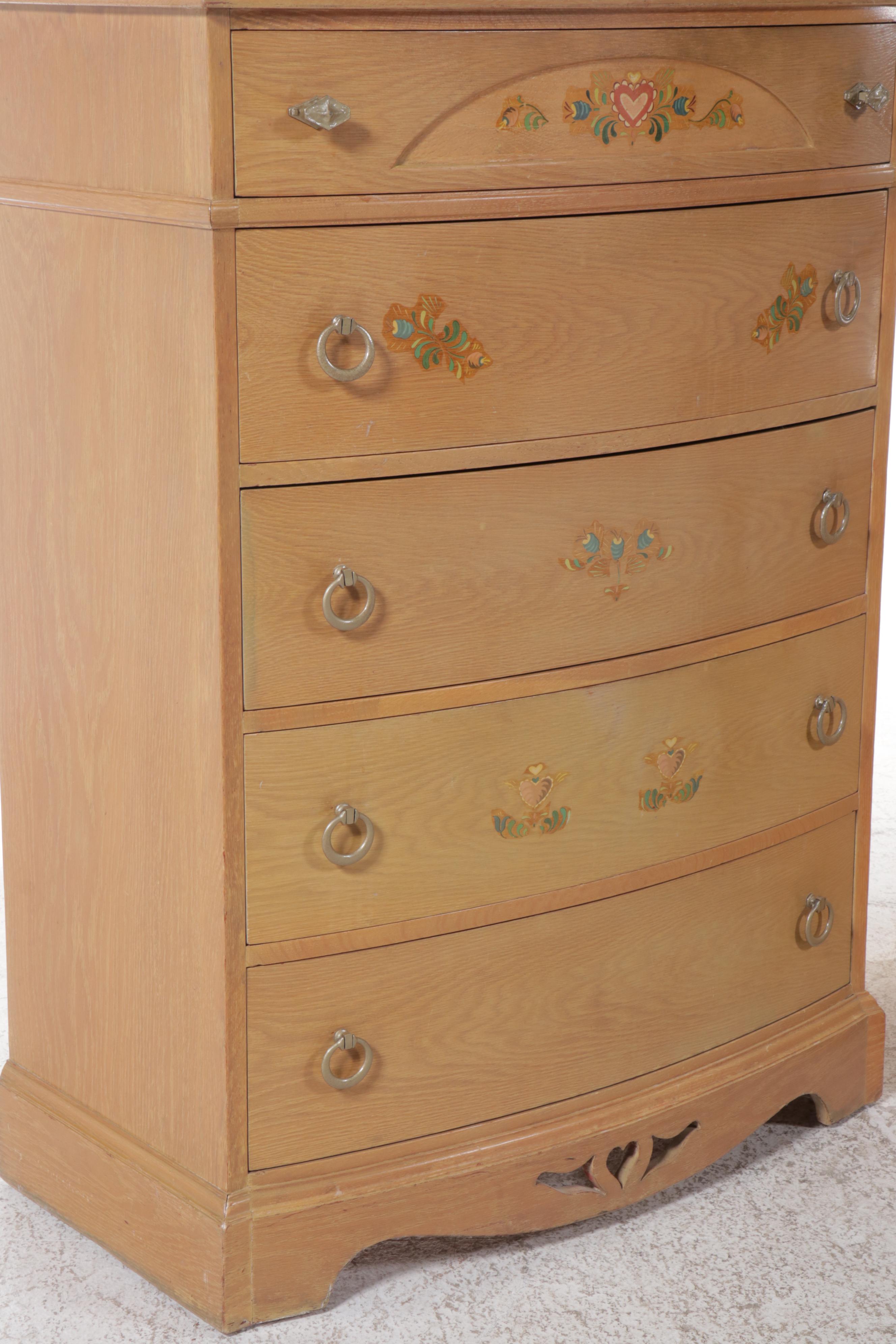 French Provincial Chest of Drawers, Desk, and Chair