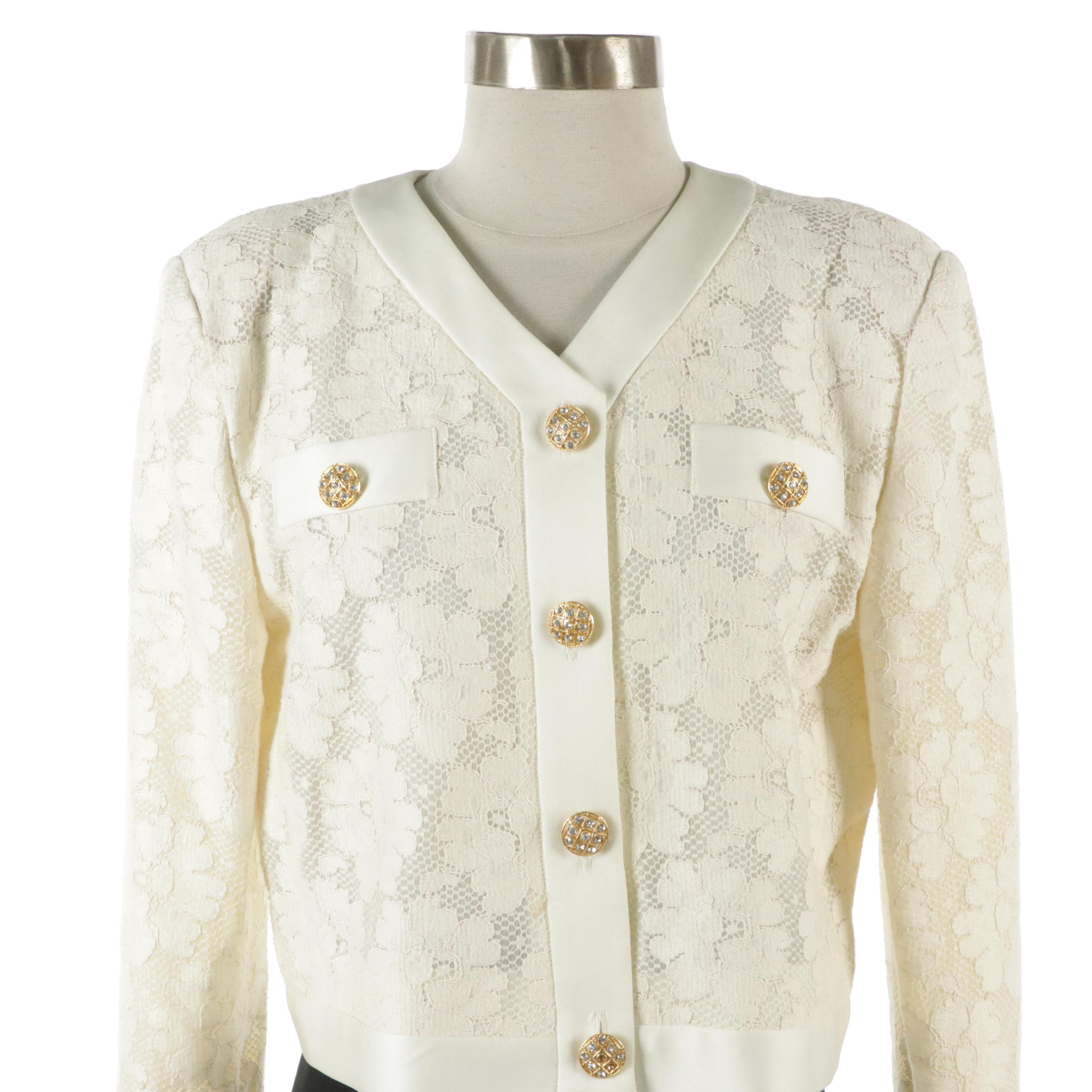 Ann Taylor Flounce Hem Evening Skirt and Doncaster Lace Rhinestone Crop Jacket