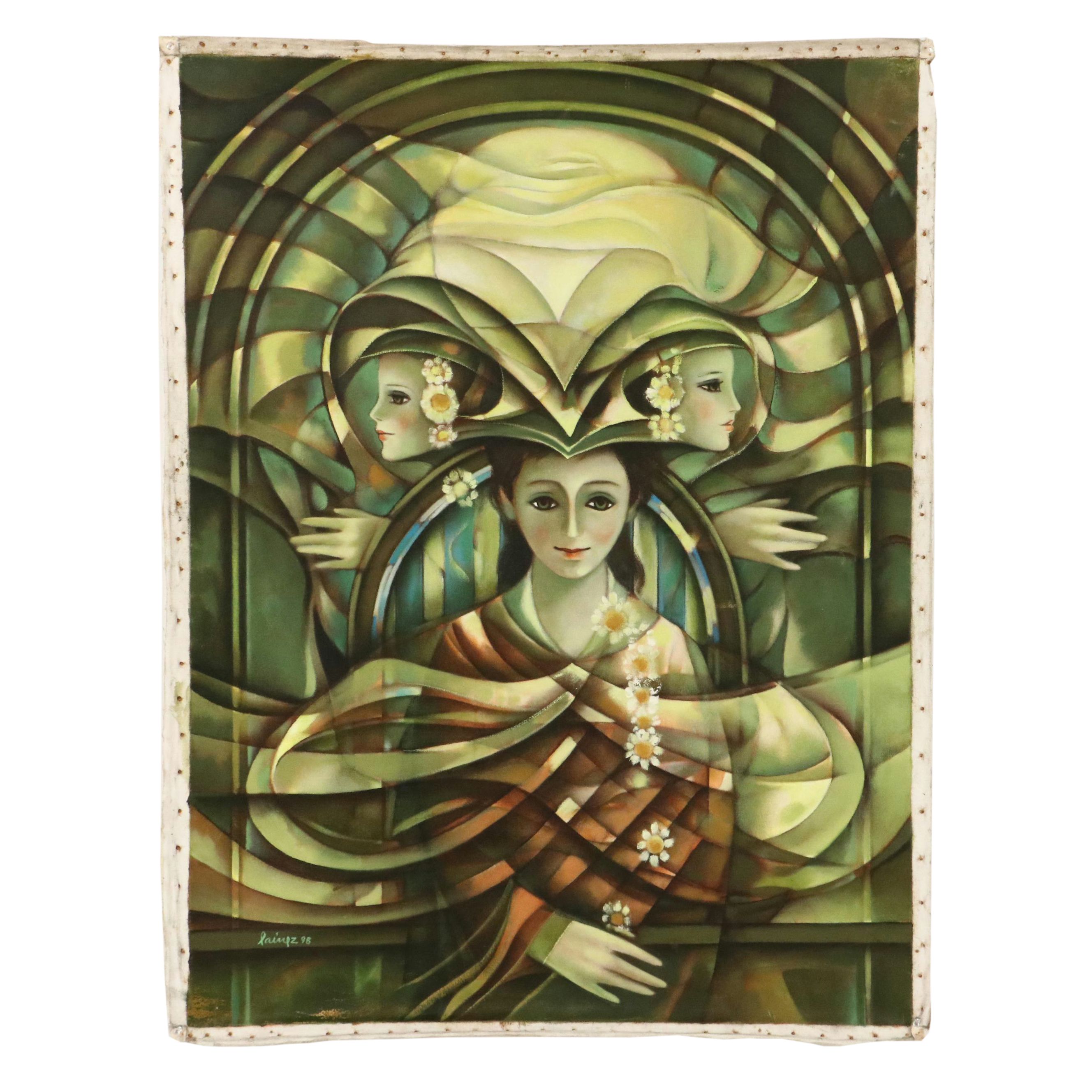 Whimsical Figurative Oil Painting, Late 20th Century/21st Century