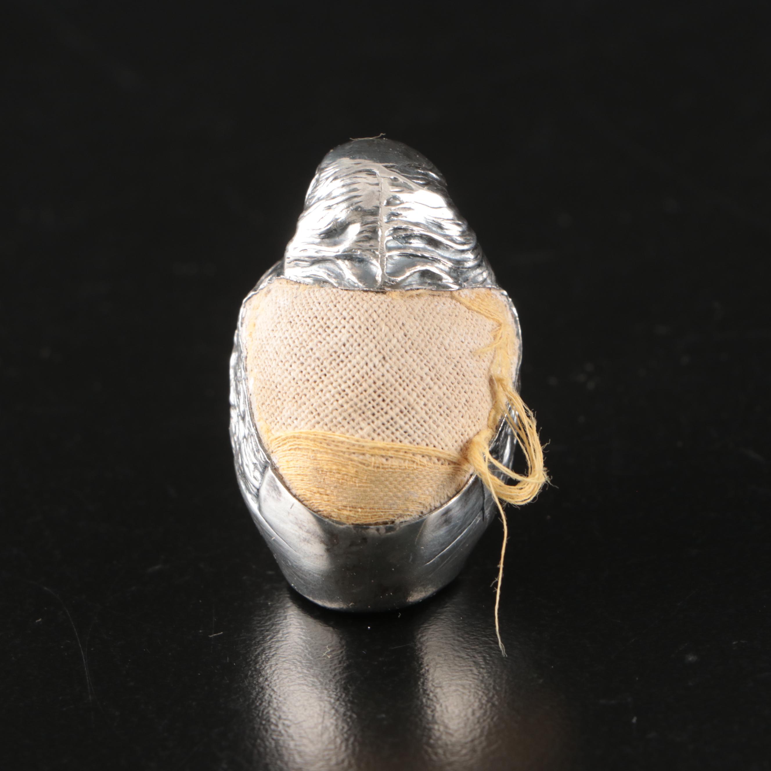 English Sterling Silver Elephant and Bird Pincushions, Early 20th Century