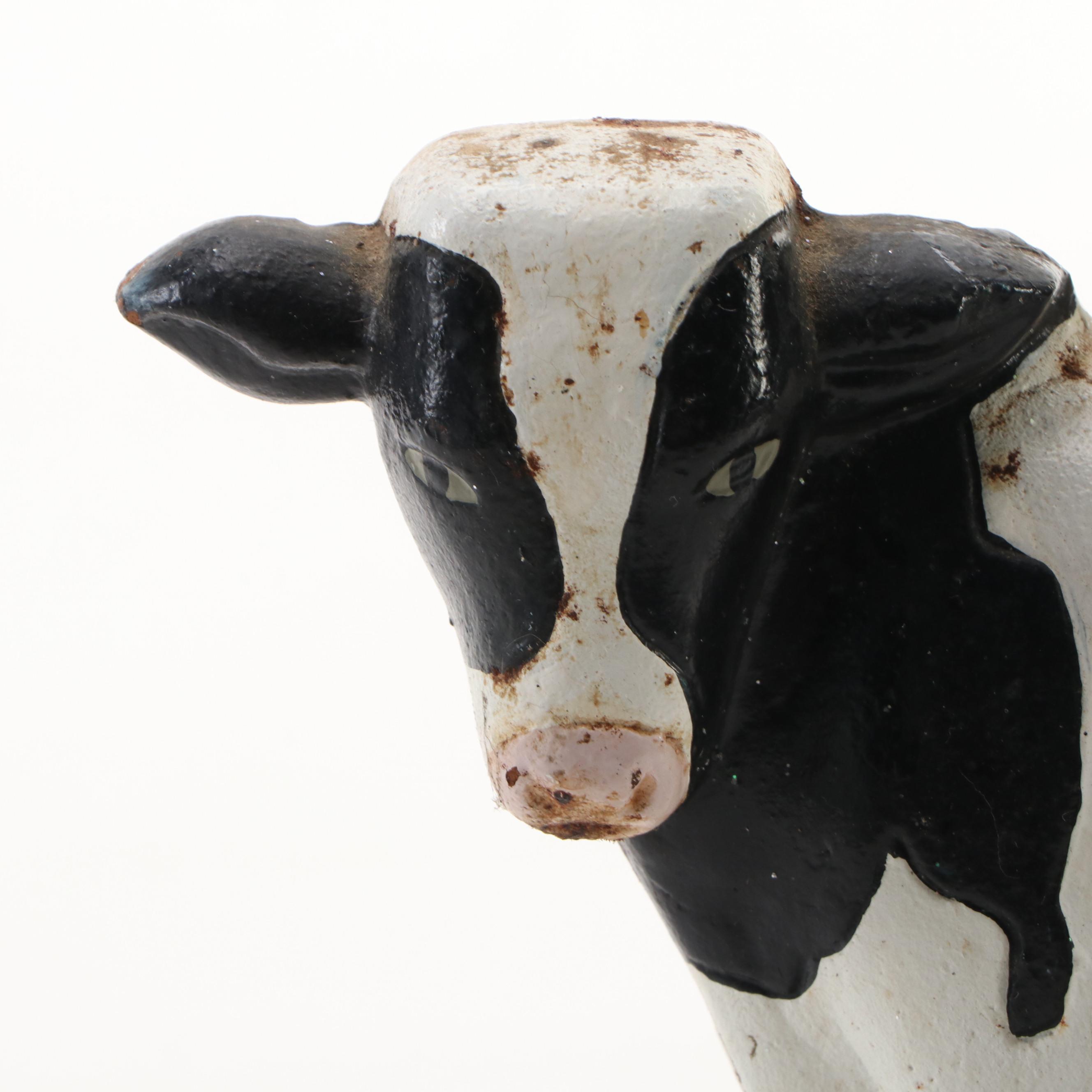 Painted Cast Iron Cow Doorstop