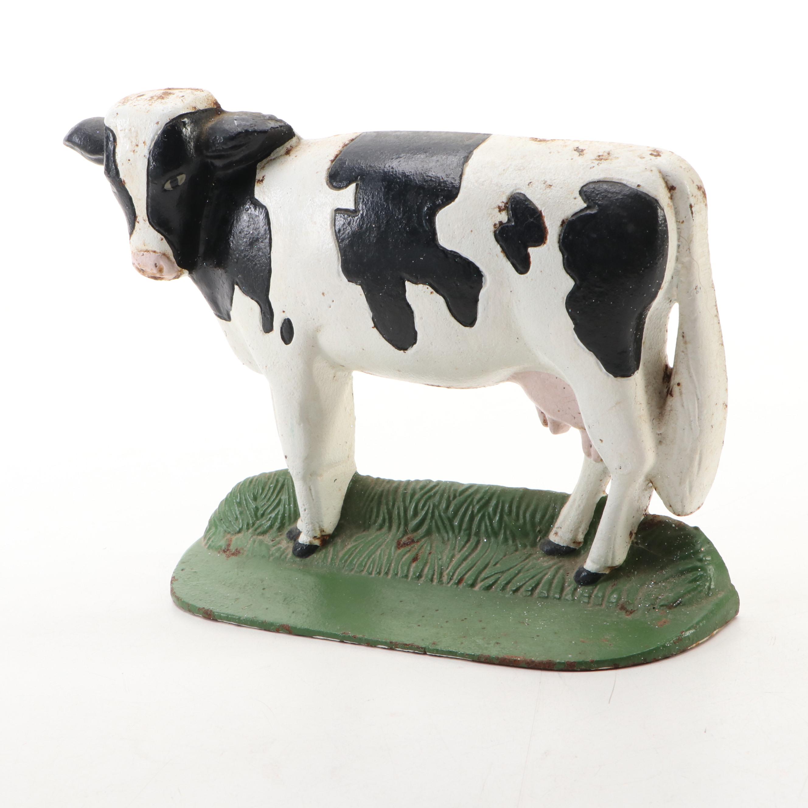 Painted Cast Iron Cow Doorstop