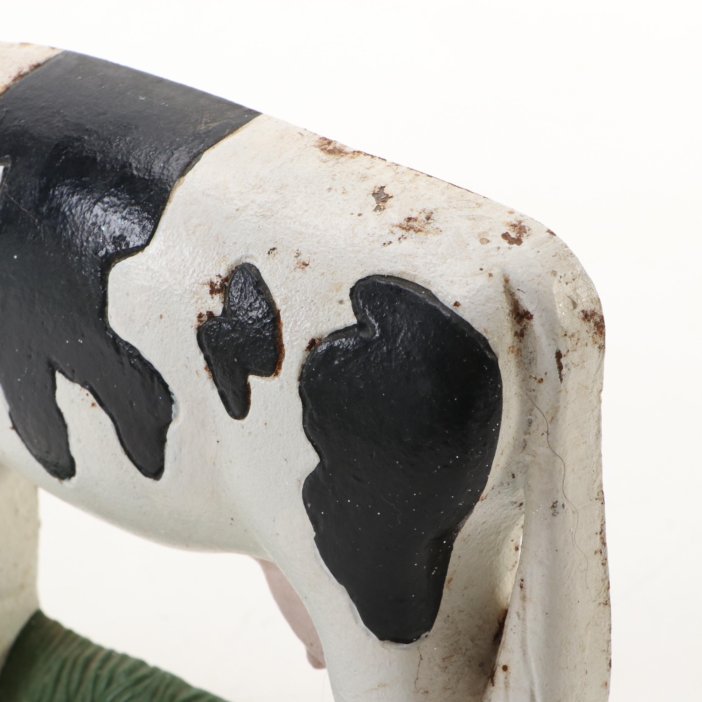 Painted Cast Iron Cow Doorstop