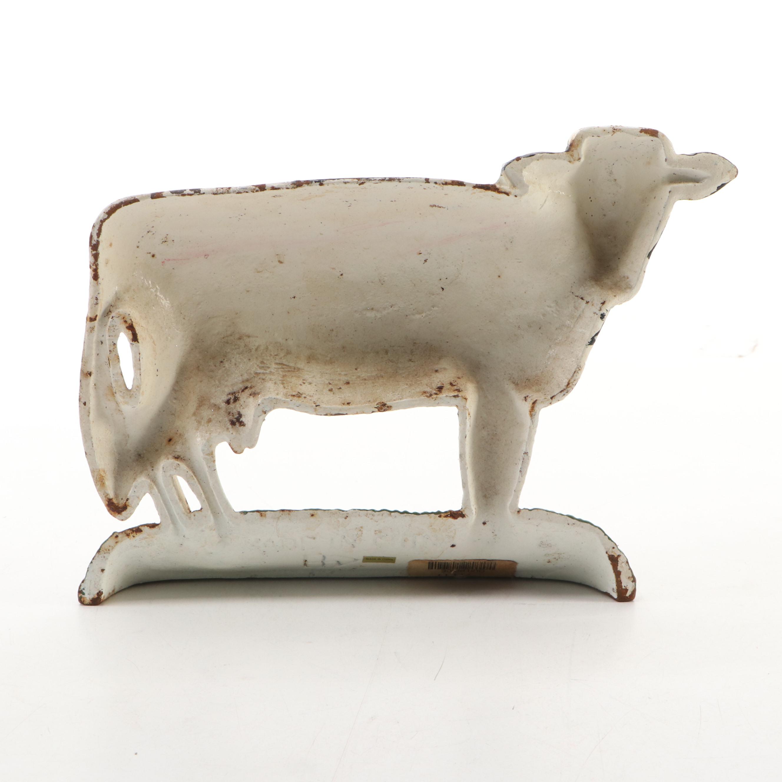 Painted Cast Iron Cow Doorstop