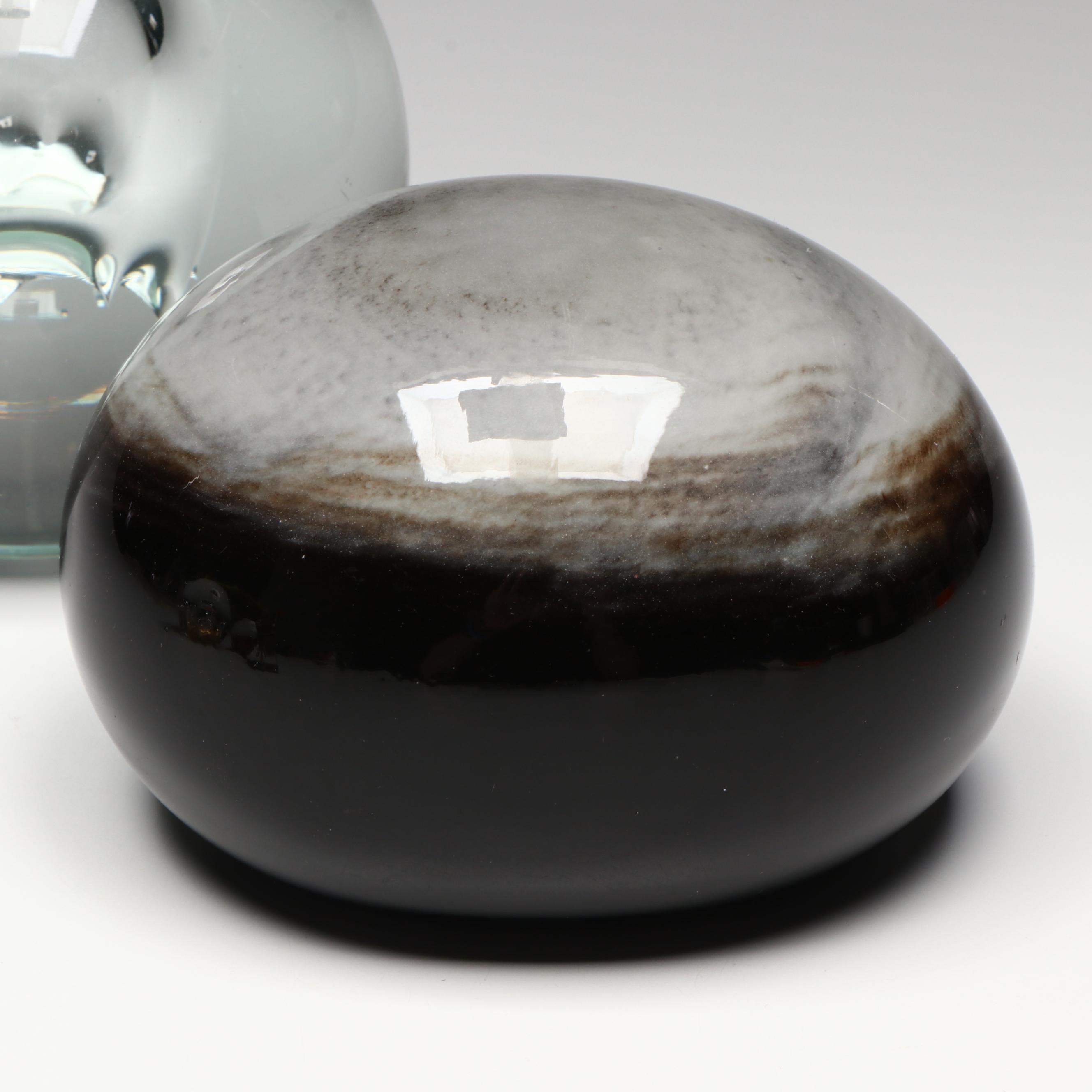 Frog Glass Paperweight with Bubble Glass and Other Glass Paperweights