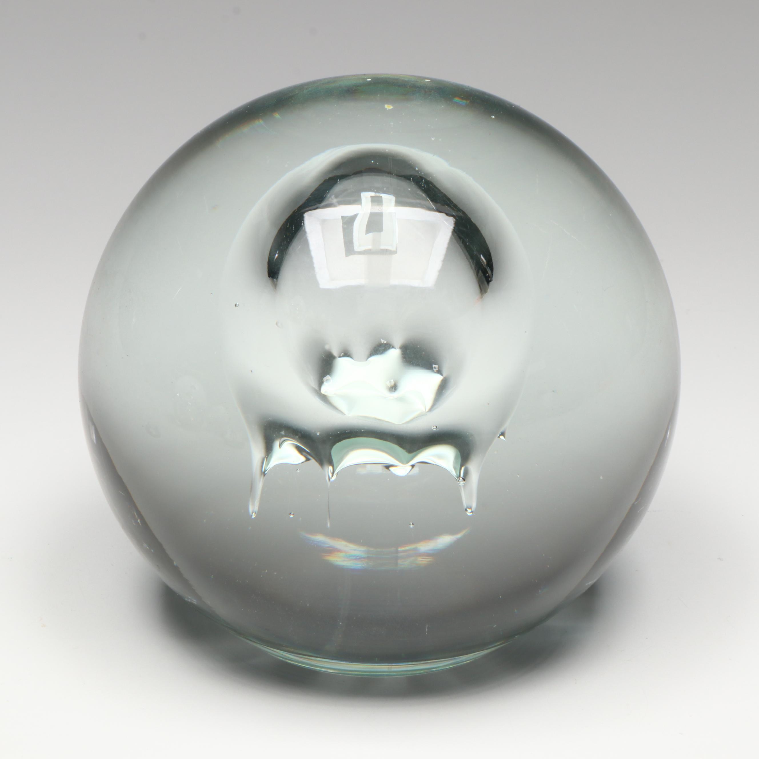 Frog Glass Paperweight with Bubble Glass and Other Glass Paperweights