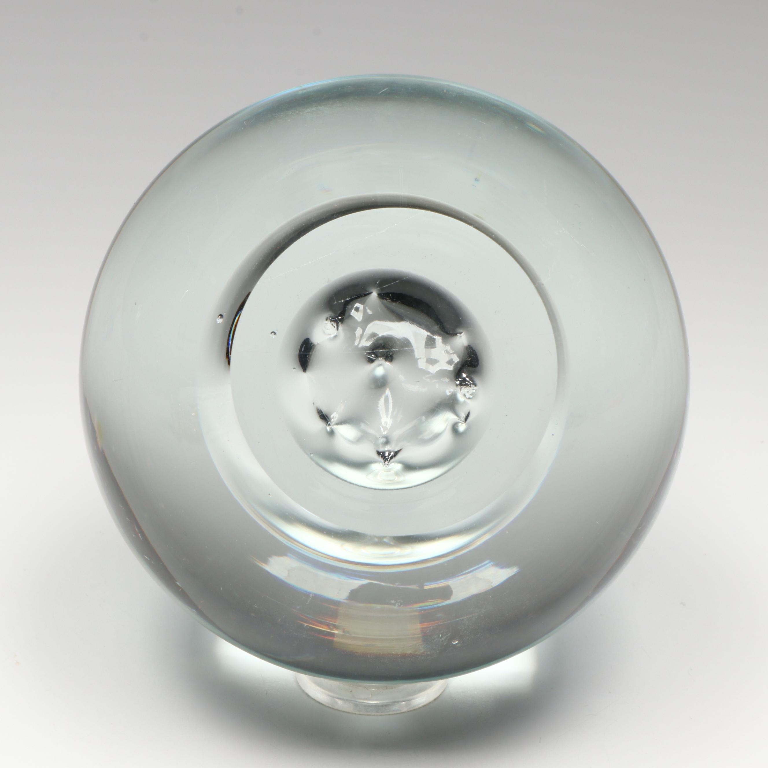 Frog Glass Paperweight with Bubble Glass and Other Glass Paperweights