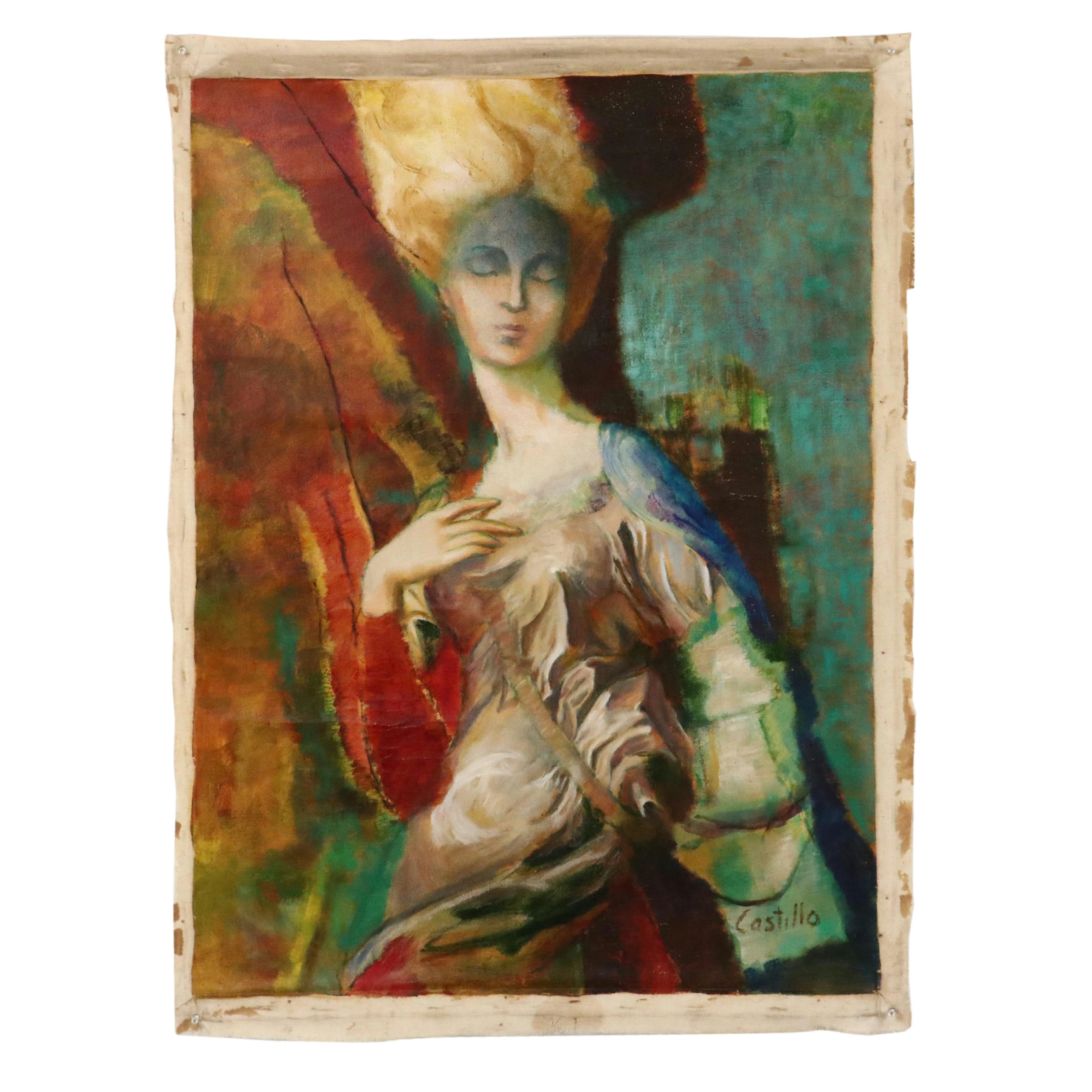 Whimsical Portrait Oil Painting, Late 20th Century/21st Century