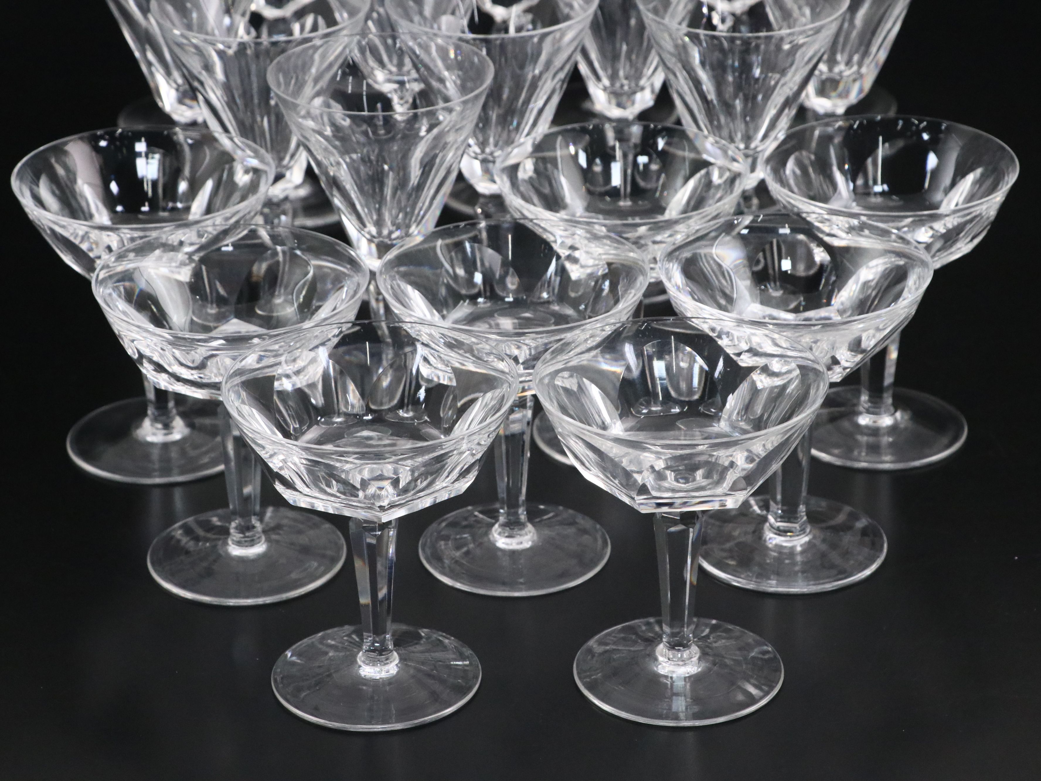 Waterford "Sheila" Crystal Champagne Coupes, Wine Glasses, and Water Goblets