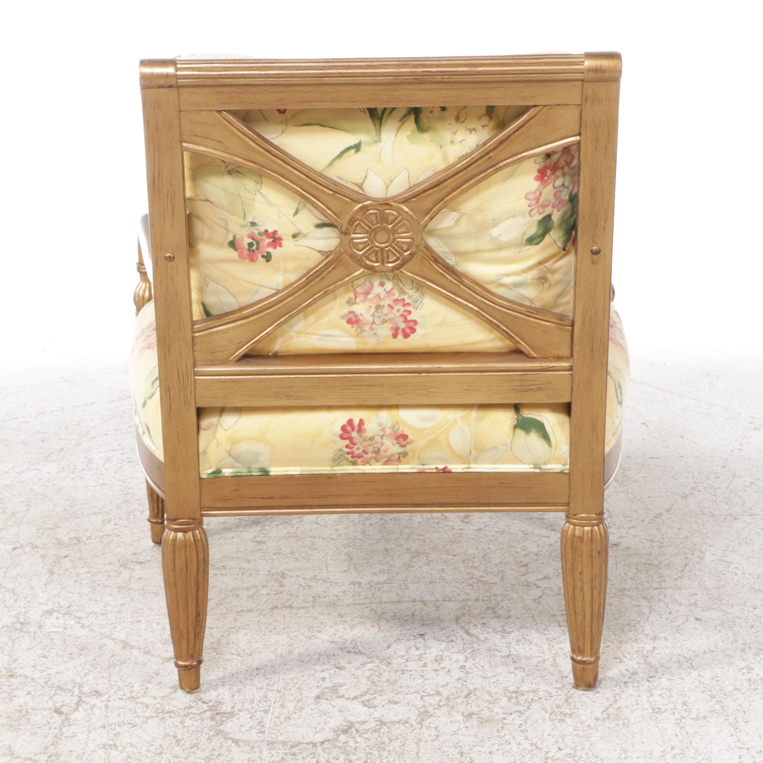 Bernhardt Gilt-Finished French Provincial Armchair and Ottoman