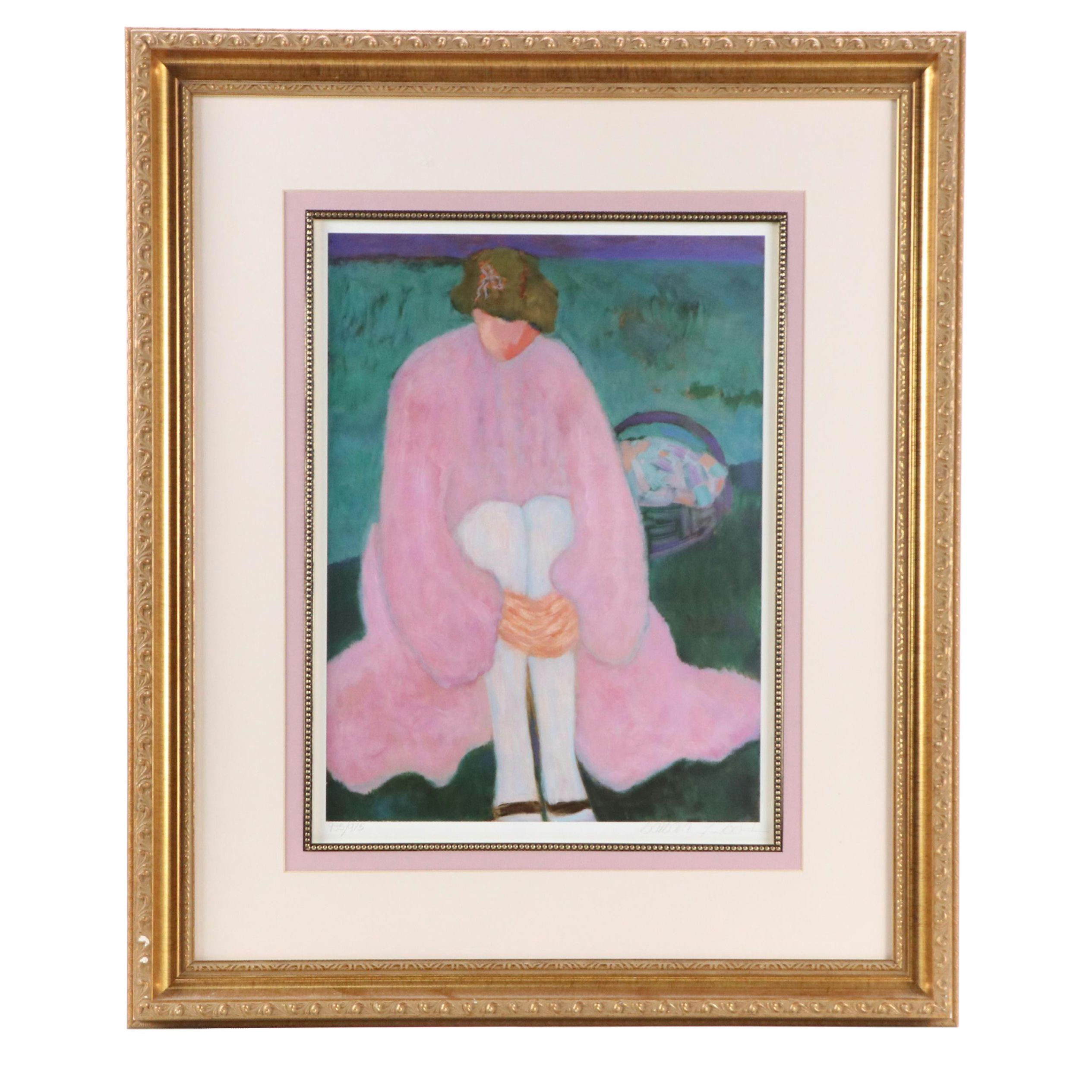 Barbara Wood Offset Lithograph "White Stockings," 1987