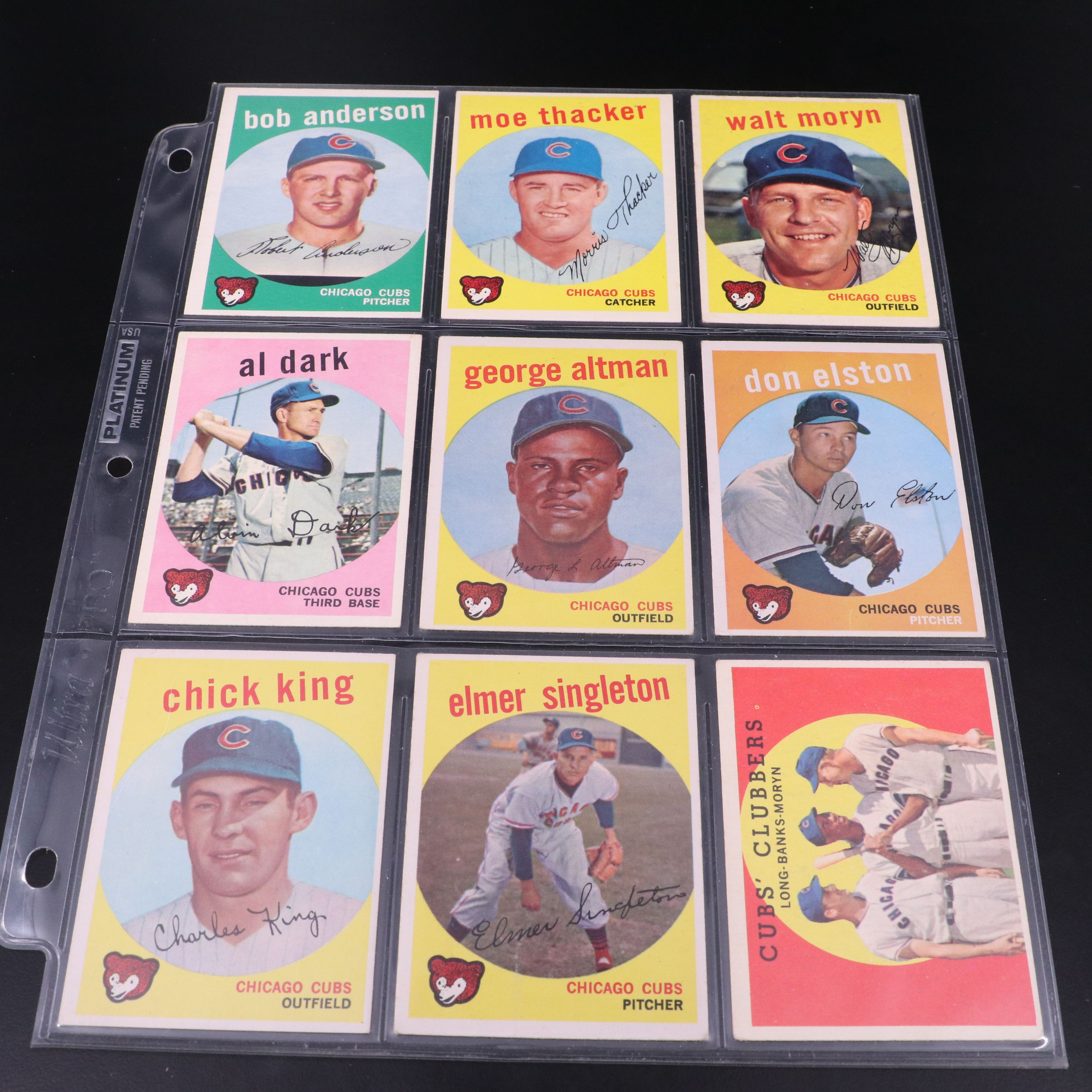 Topps Baseball Cards Featuring Ernie Banks and More, 1957-1959
