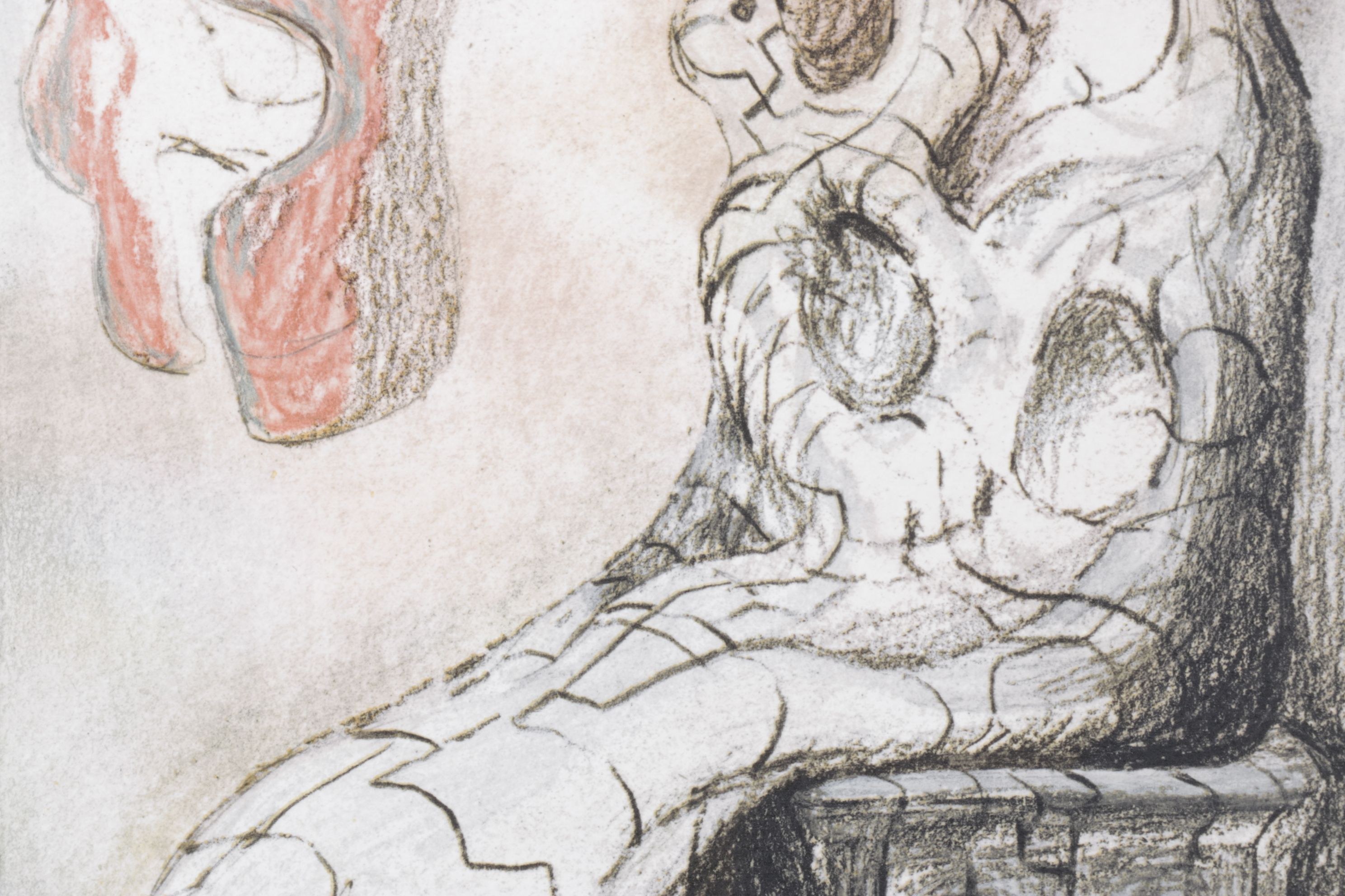 Offset Lithograph After Henry Moore “Seated Mother & Child," 1980