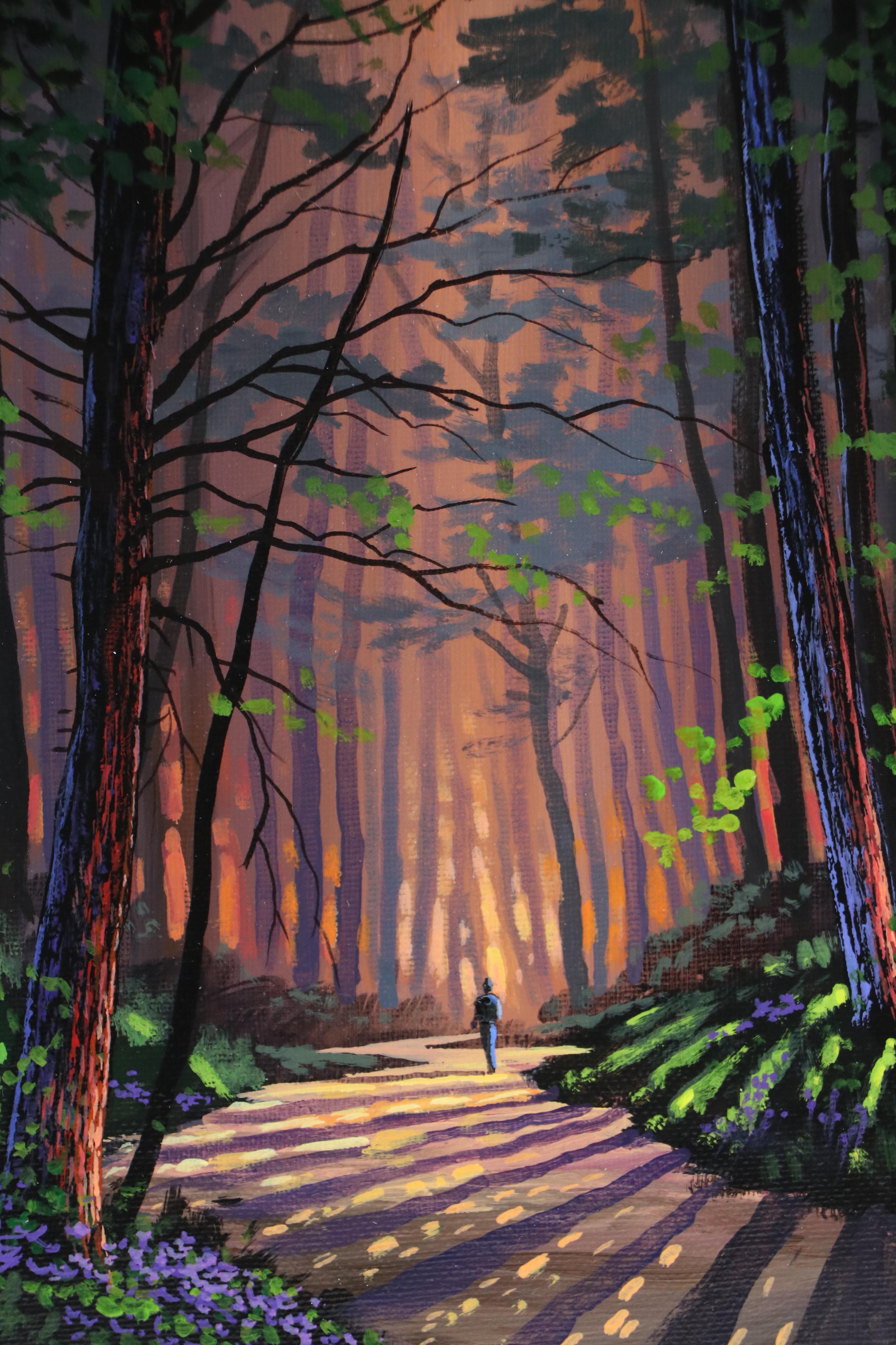 Doug "Bumo" Johnpeer Forest Landscape Oil Painting "In The Woods," 2025