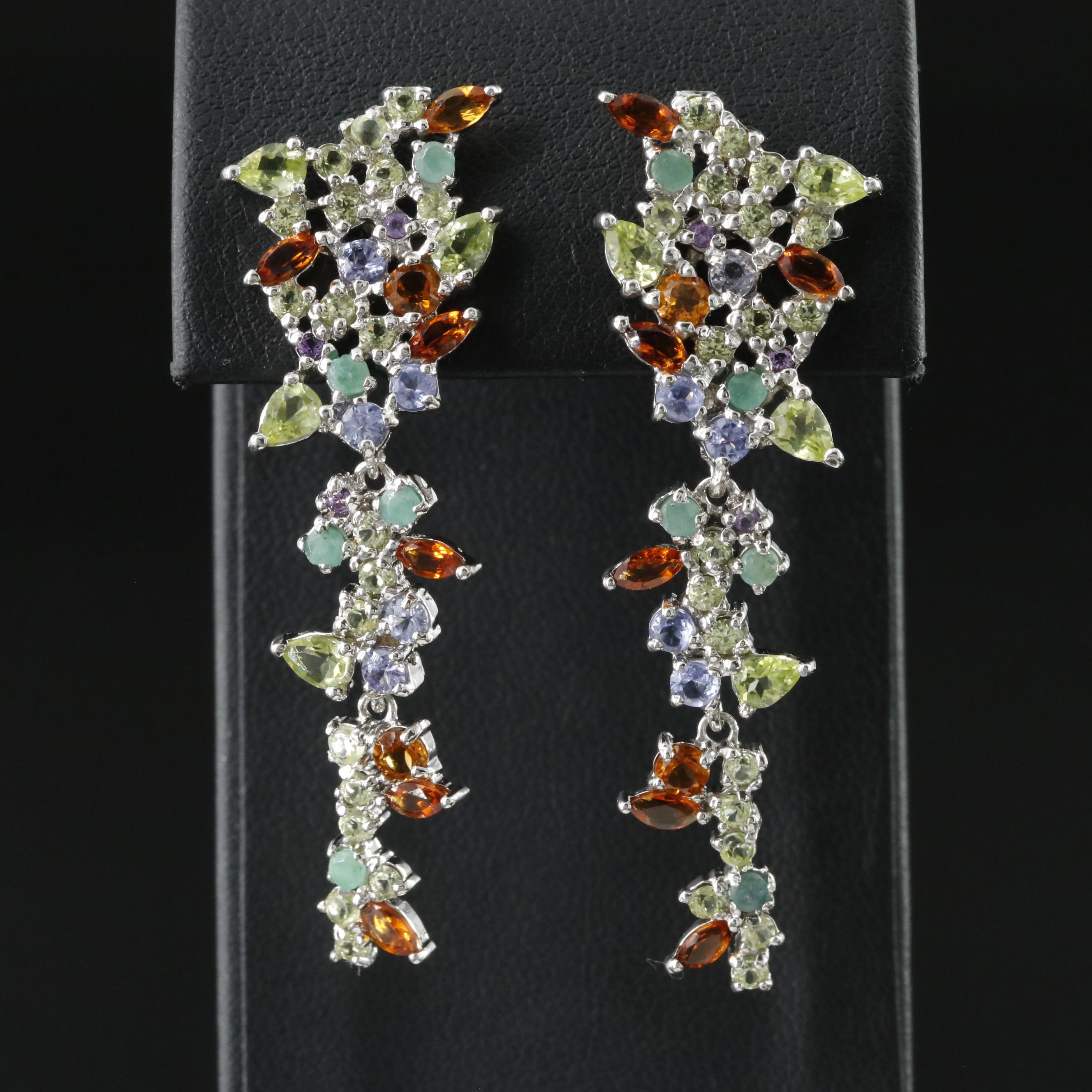 Sterling Gemstone Trailed Earrings