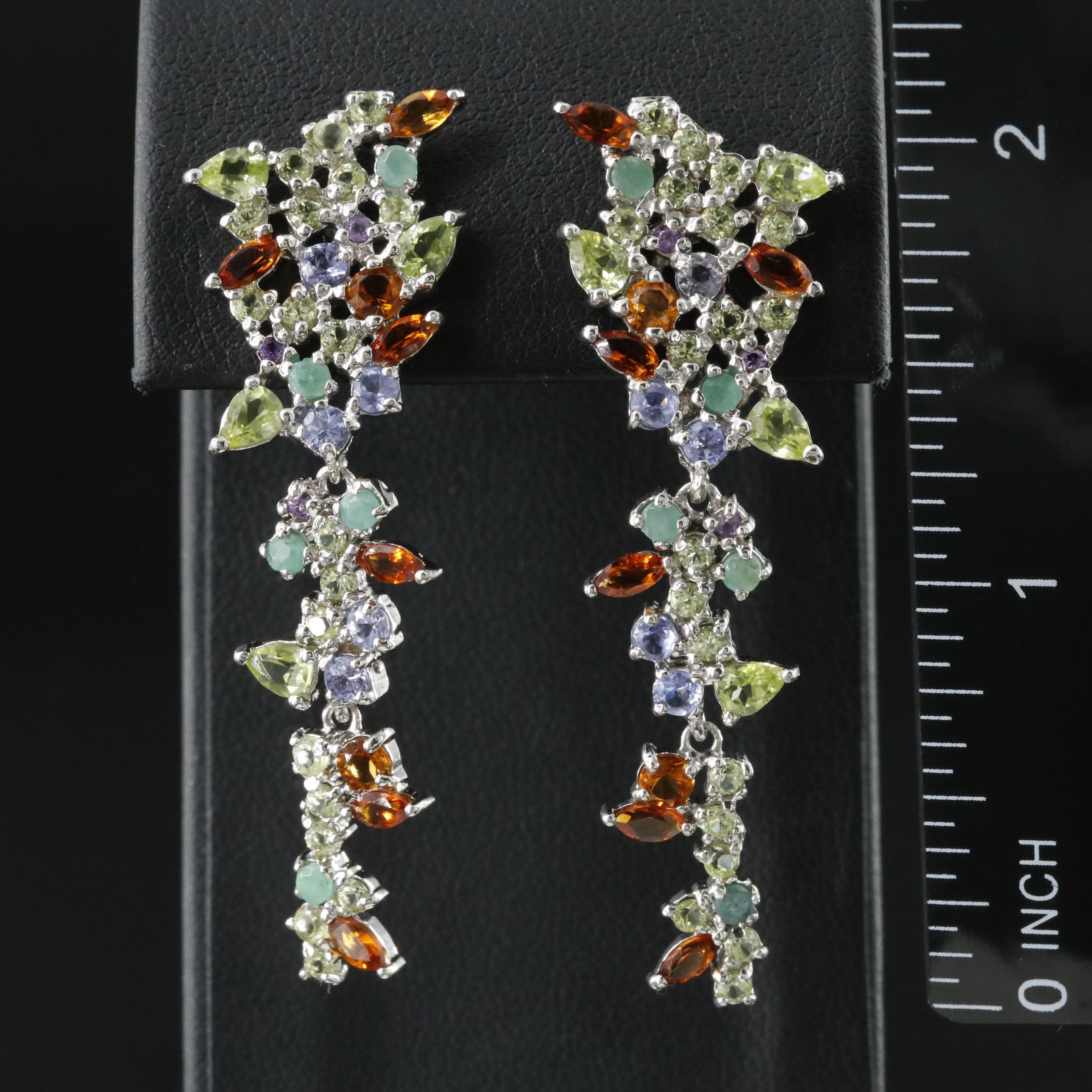 Sterling Gemstone Trailed Earrings