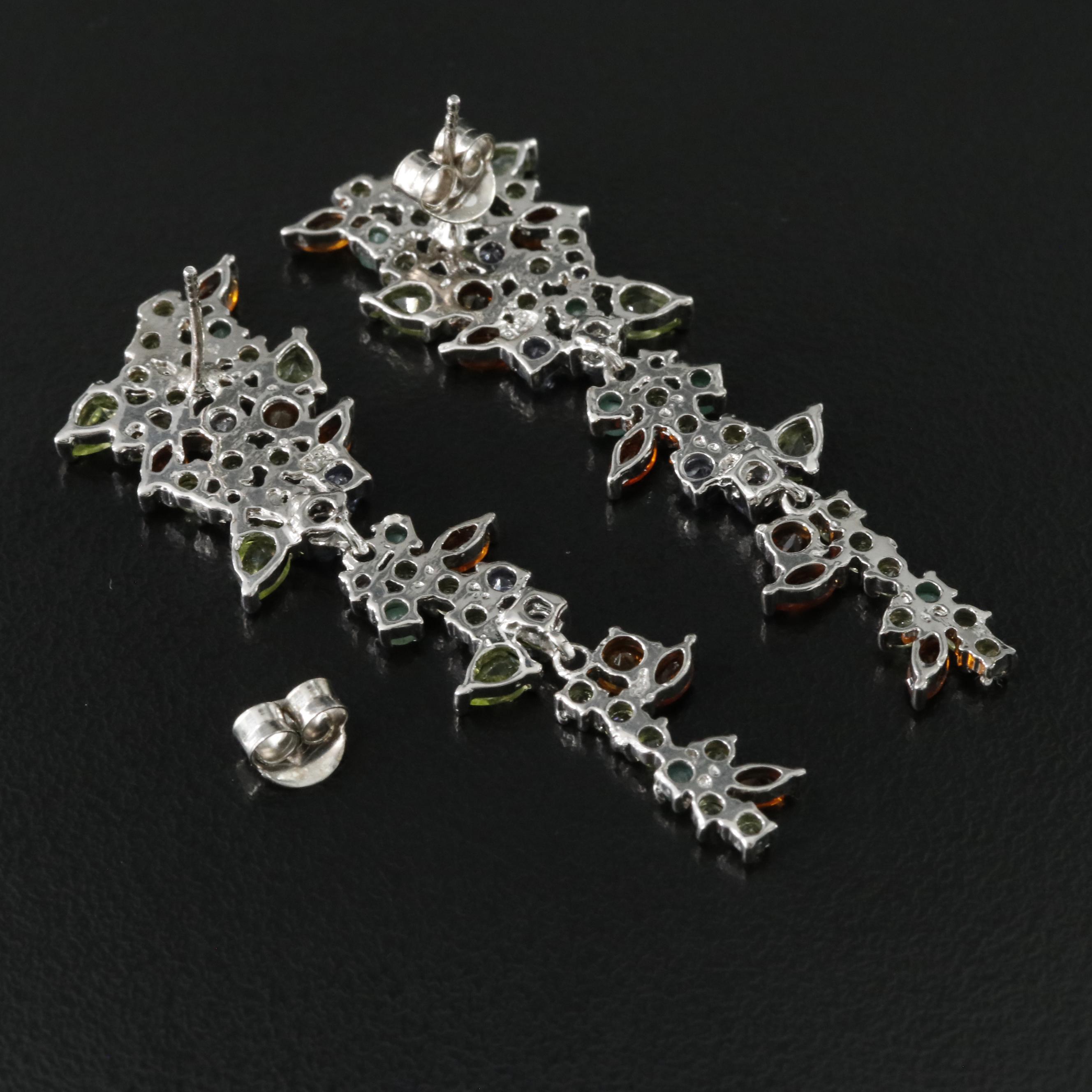 Sterling Gemstone Trailed Earrings