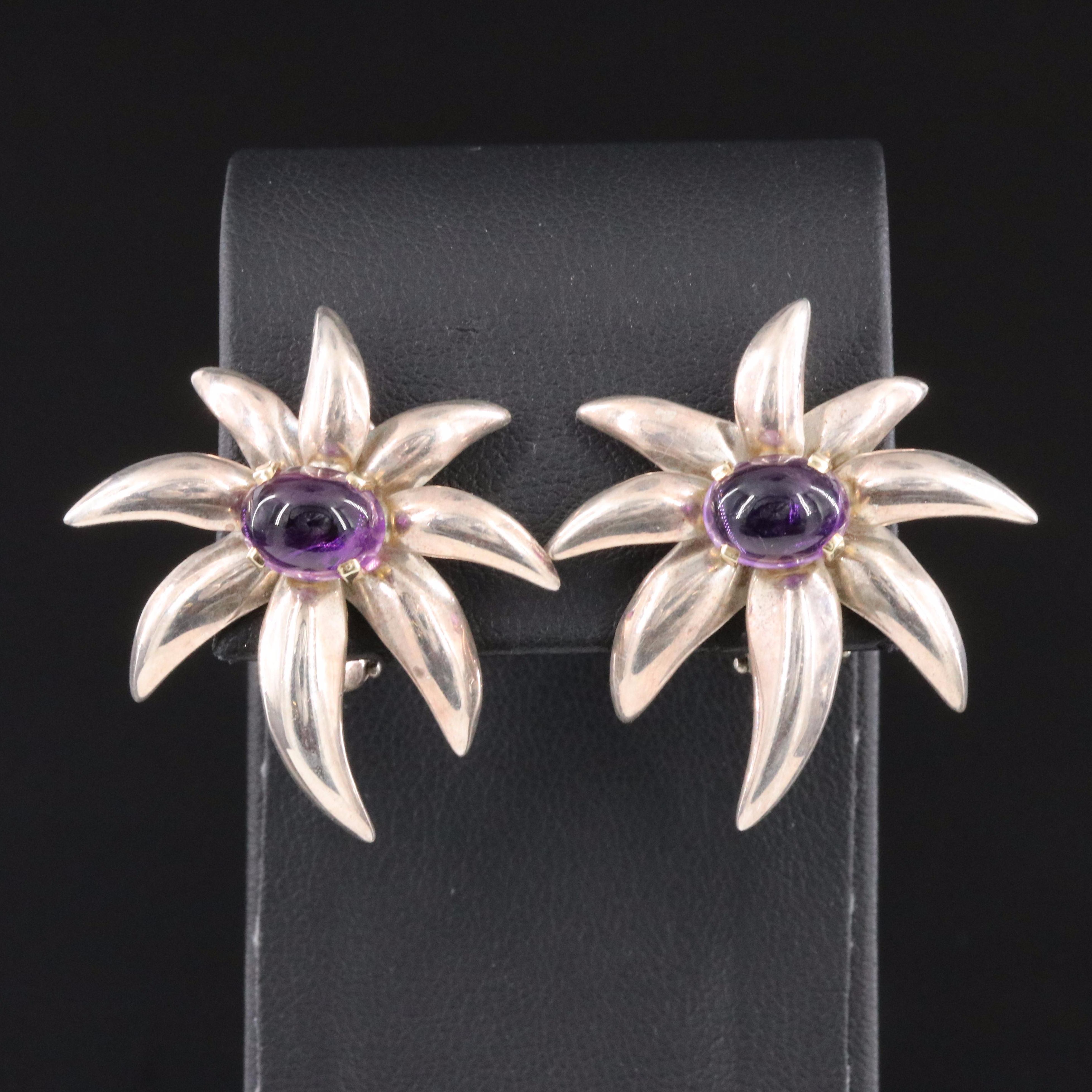 Tiffany & Co. Fireworks Sterling and Amethyst Clip Earrings with 18K Accent
