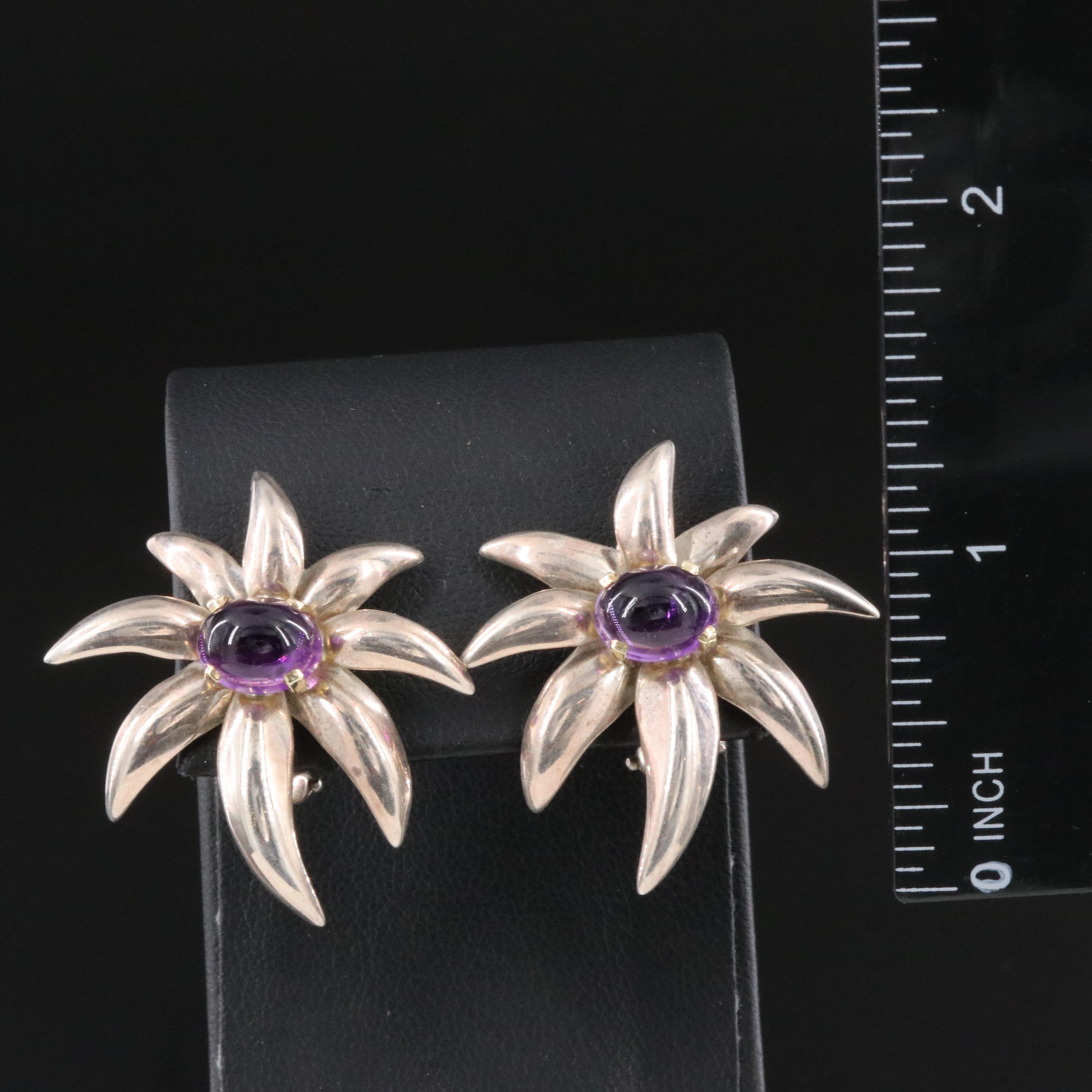 Tiffany & Co. Fireworks Sterling and Amethyst Clip Earrings with 18K Accent