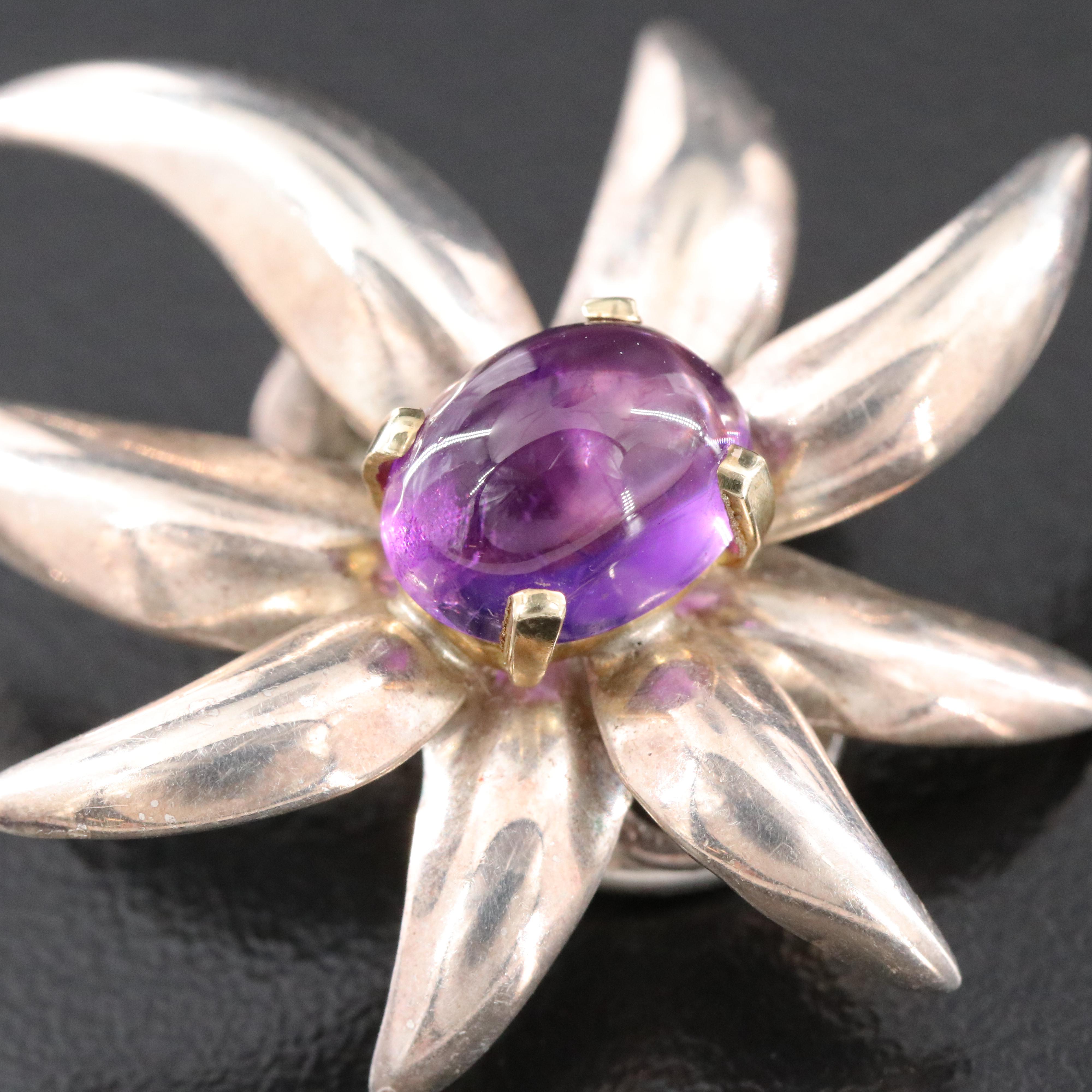 Tiffany & Co. Fireworks Sterling and Amethyst Clip Earrings with 18K Accent