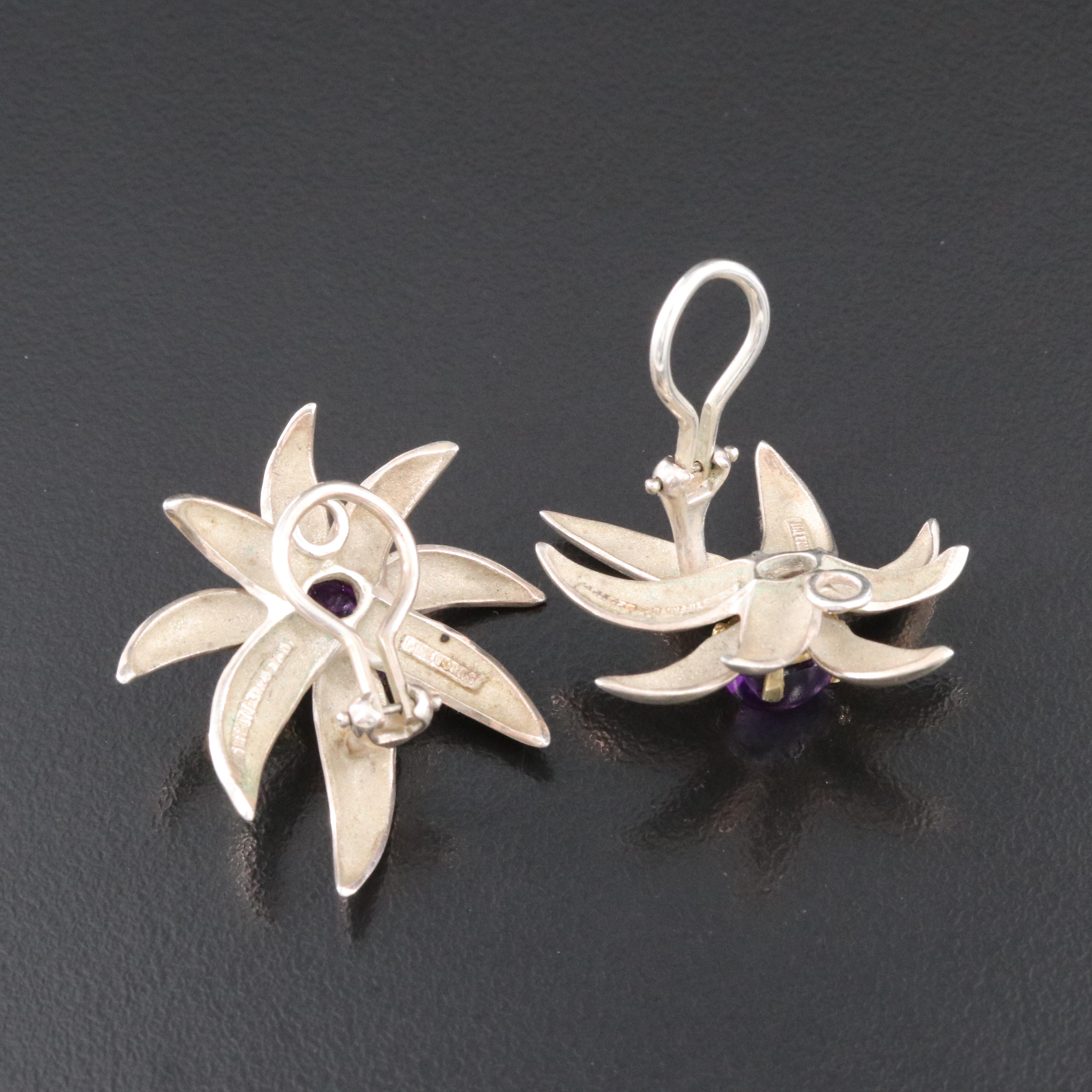 Tiffany & Co. Fireworks Sterling and Amethyst Clip Earrings with 18K Accent