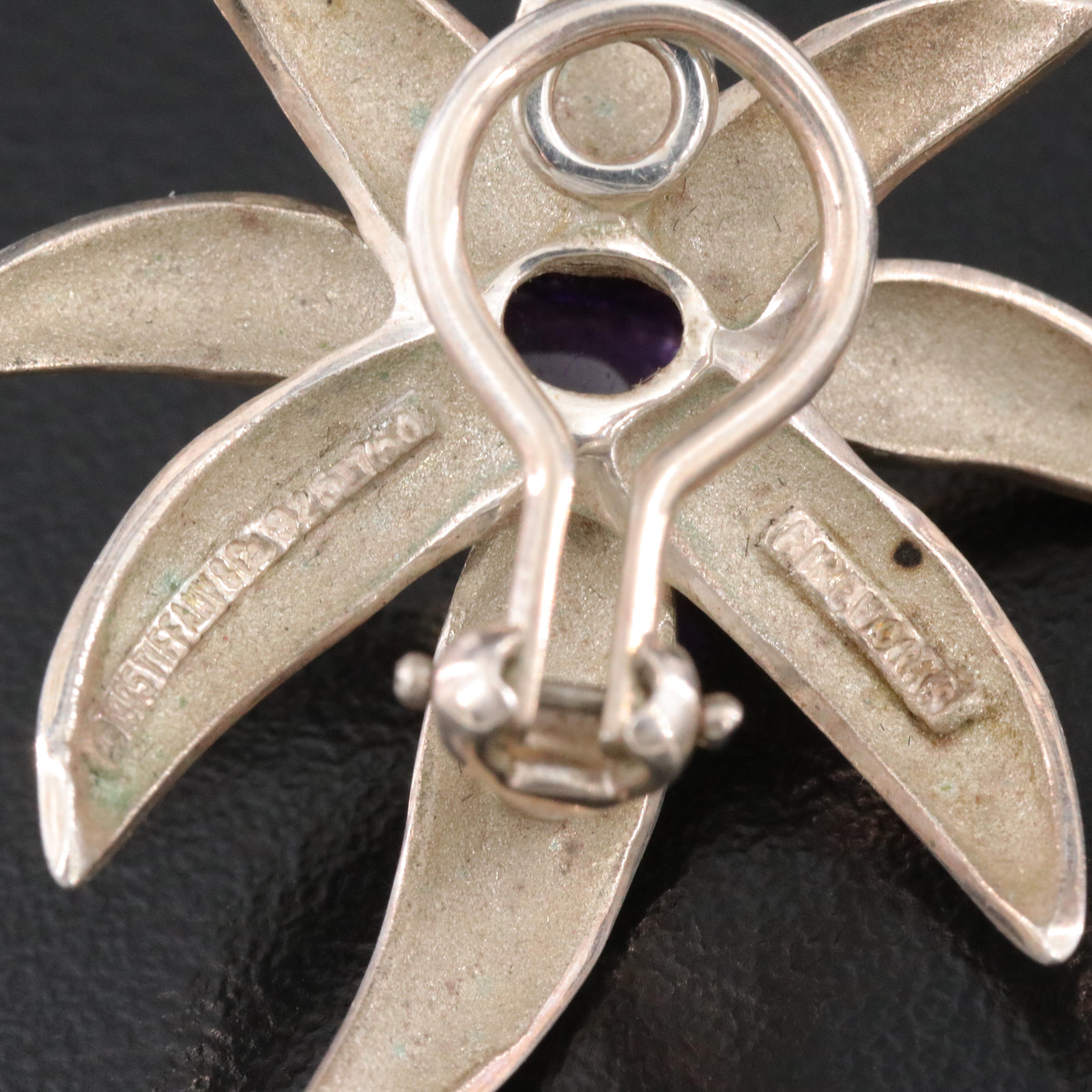 Tiffany & Co. Fireworks Sterling and Amethyst Clip Earrings with 18K Accent