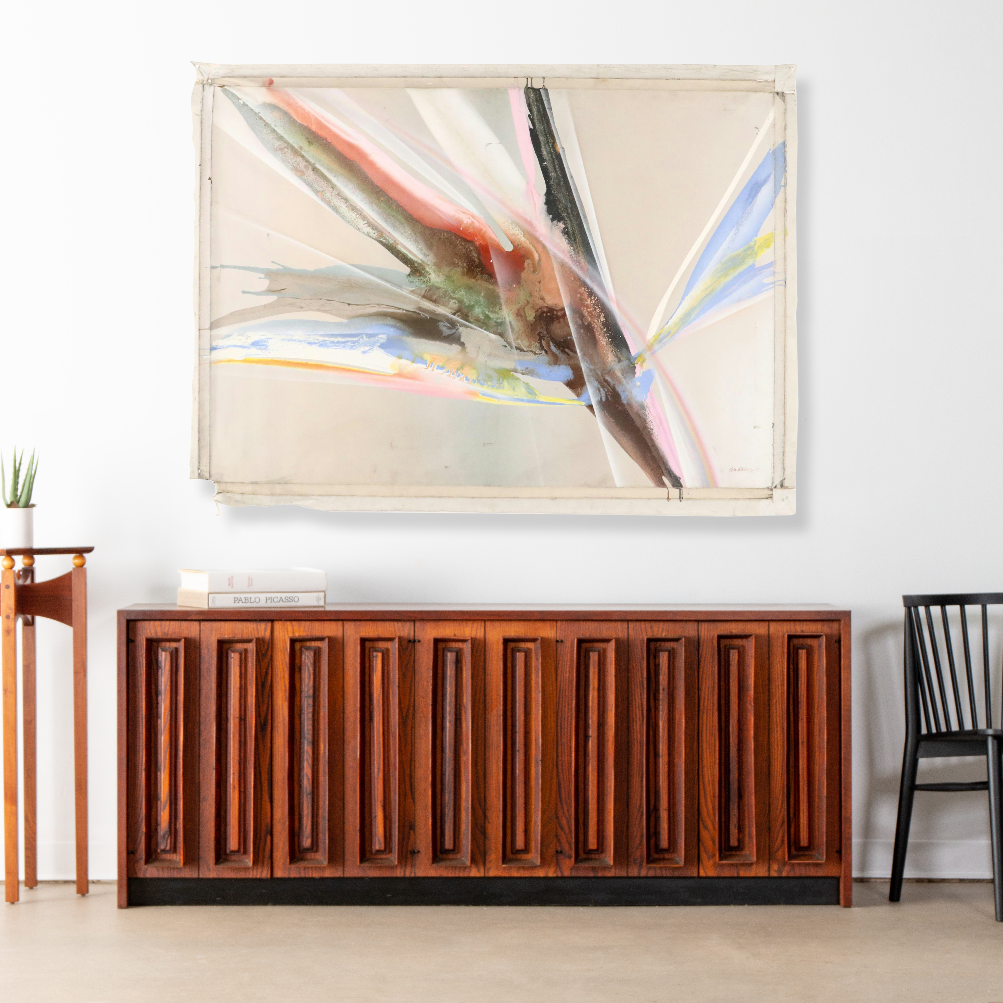 Elba Alvarez Mixed Media Abstract Color Field Painting, 1983