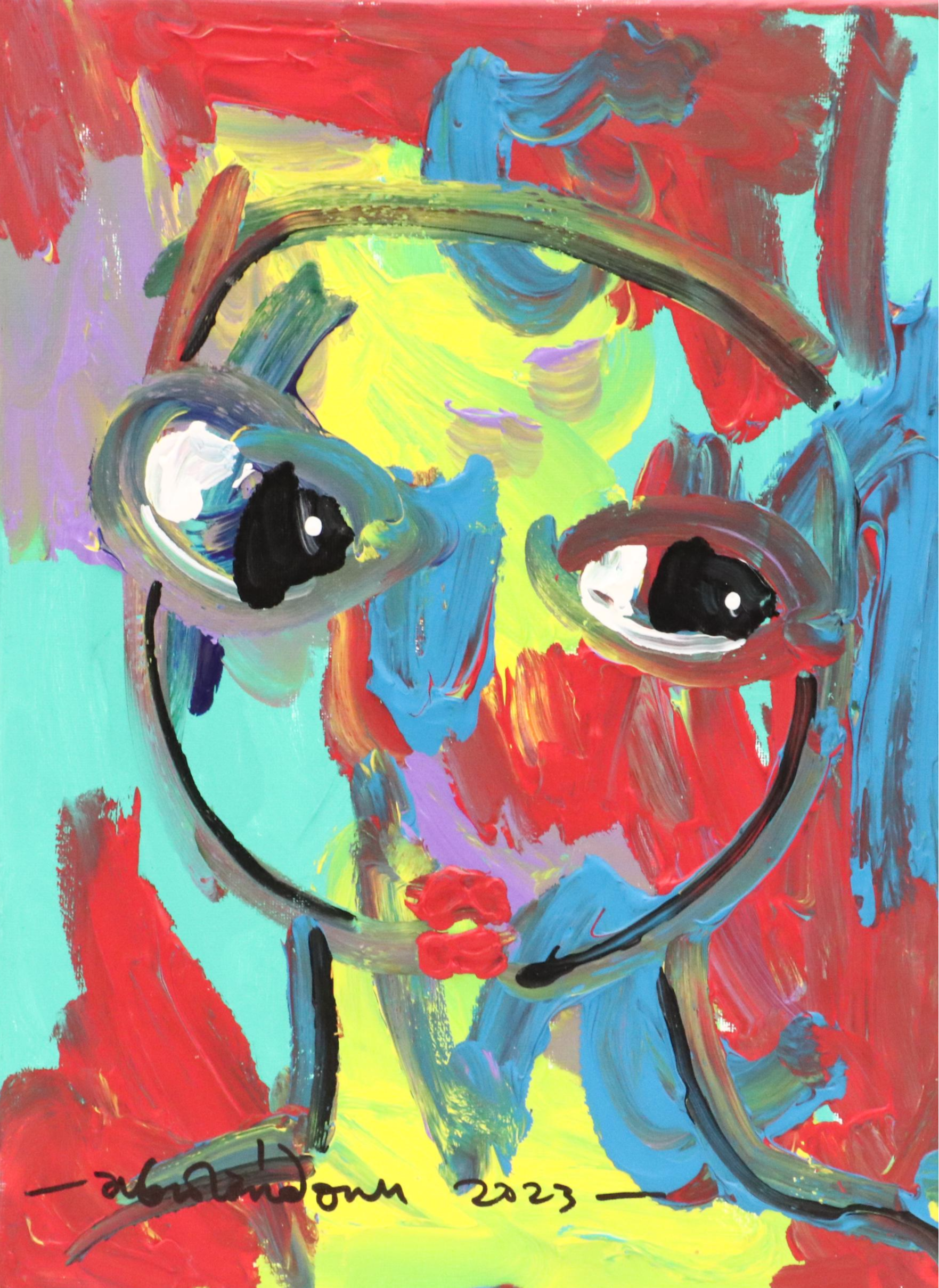 Abiola Idowu Stylized Acrylic Portrait Painting "You are my Angel," 2023