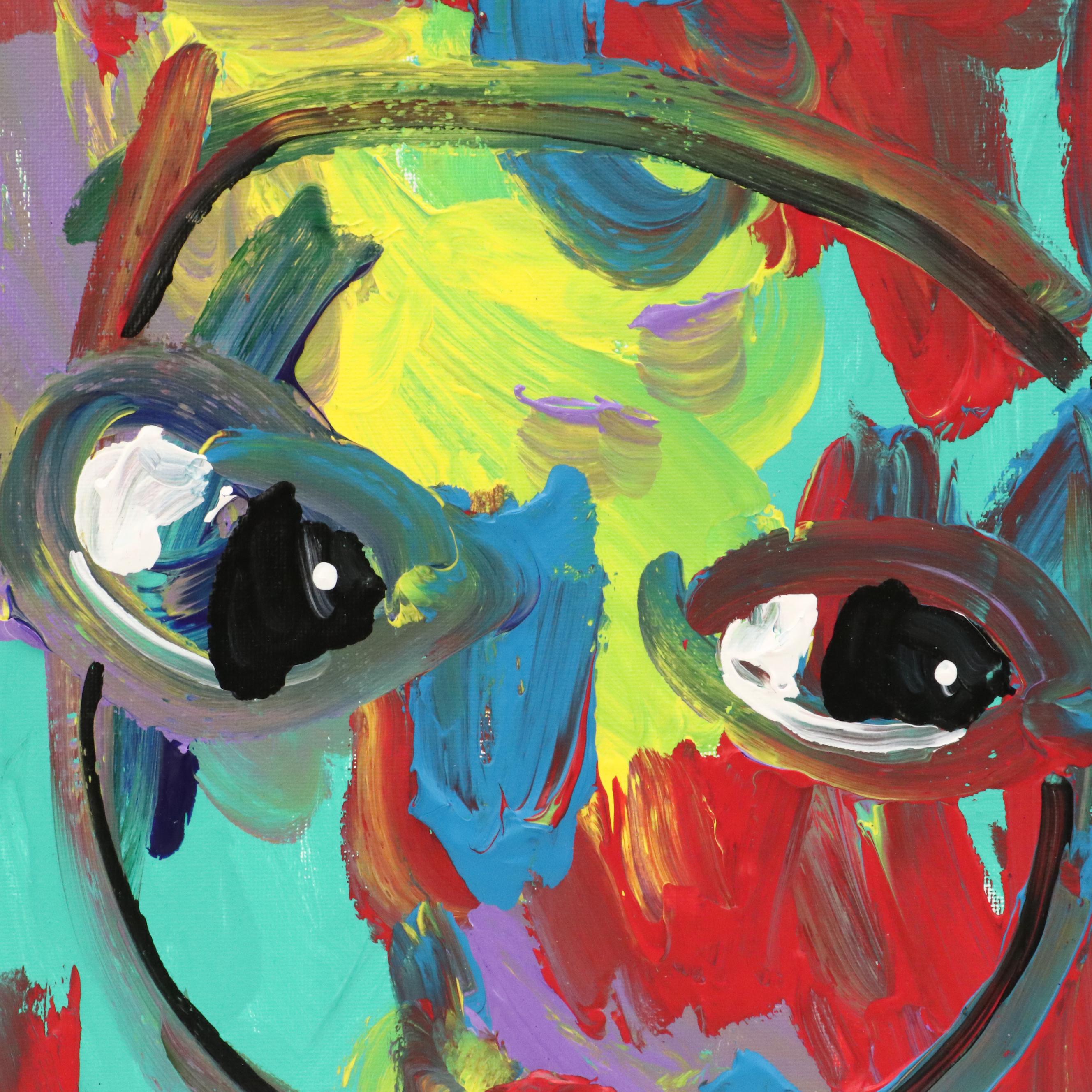 Abiola Idowu Stylized Acrylic Portrait Painting "You are my Angel," 2023