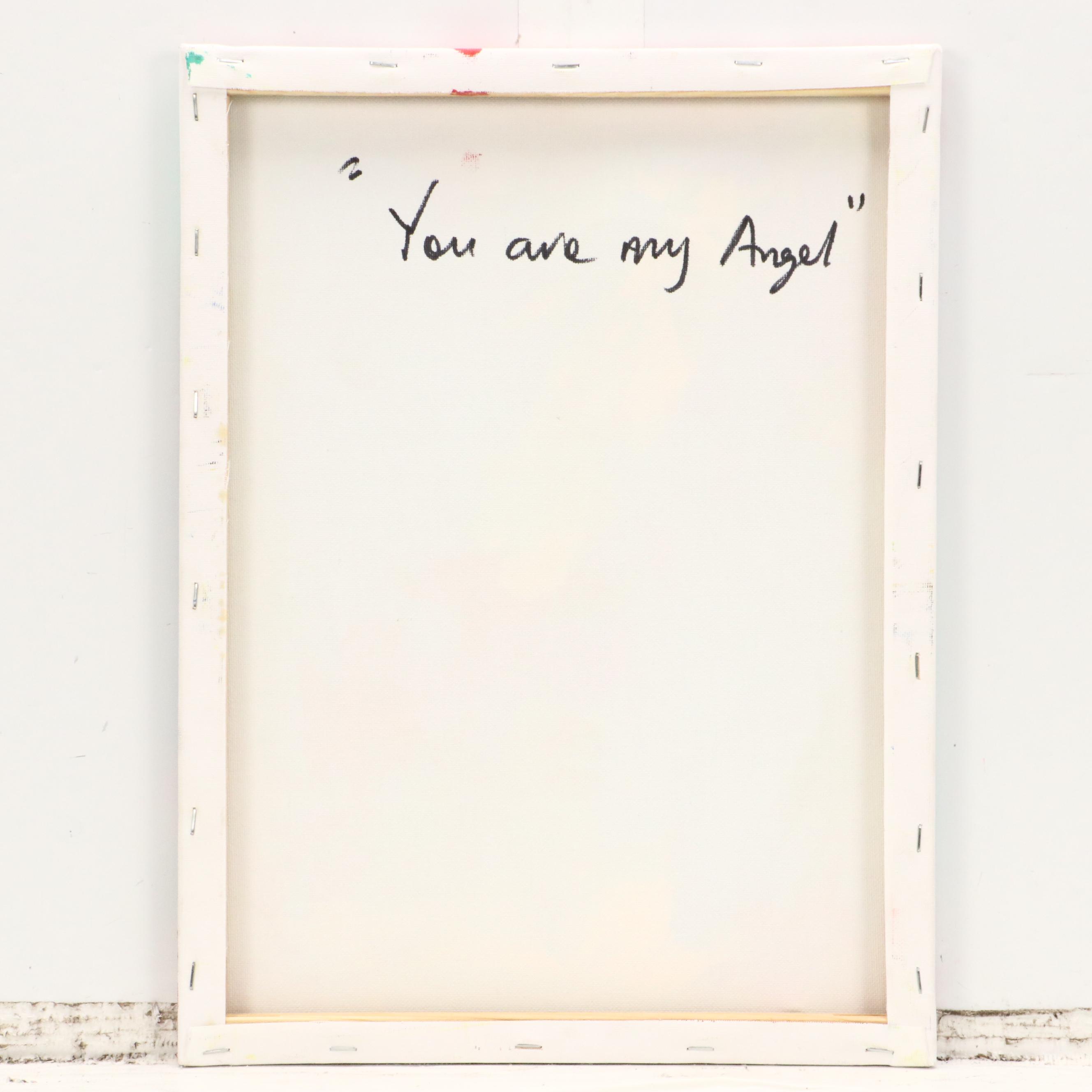 Abiola Idowu Stylized Acrylic Portrait Painting "You are my Angel," 2023