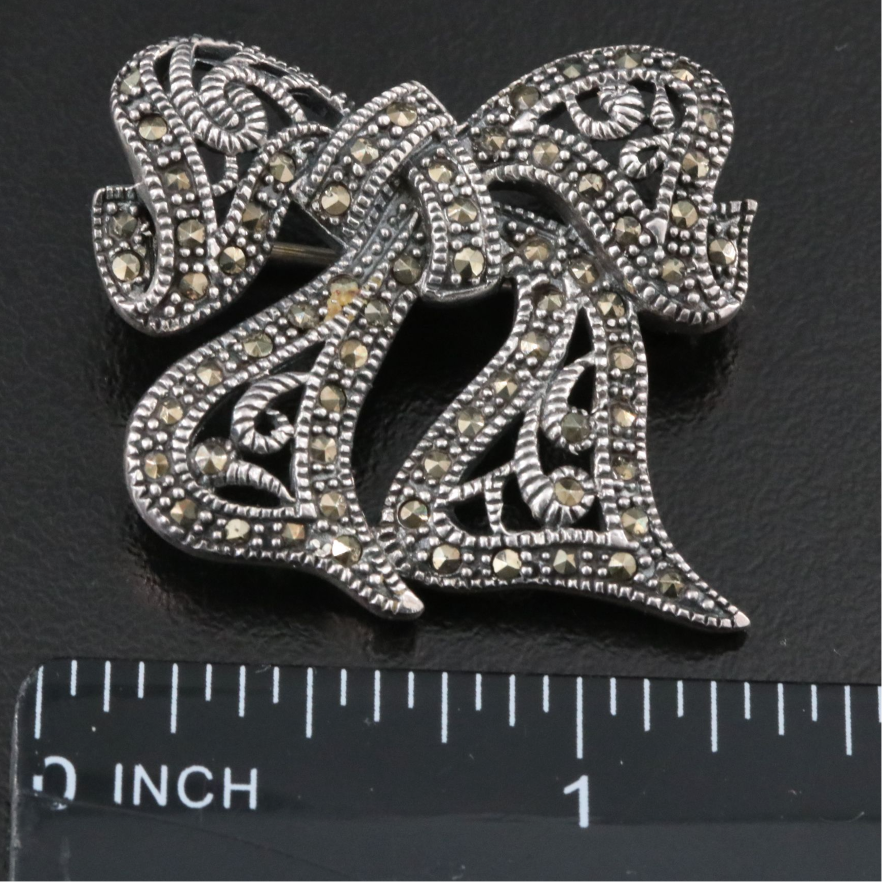Sterling Marcasite Bow Brooch