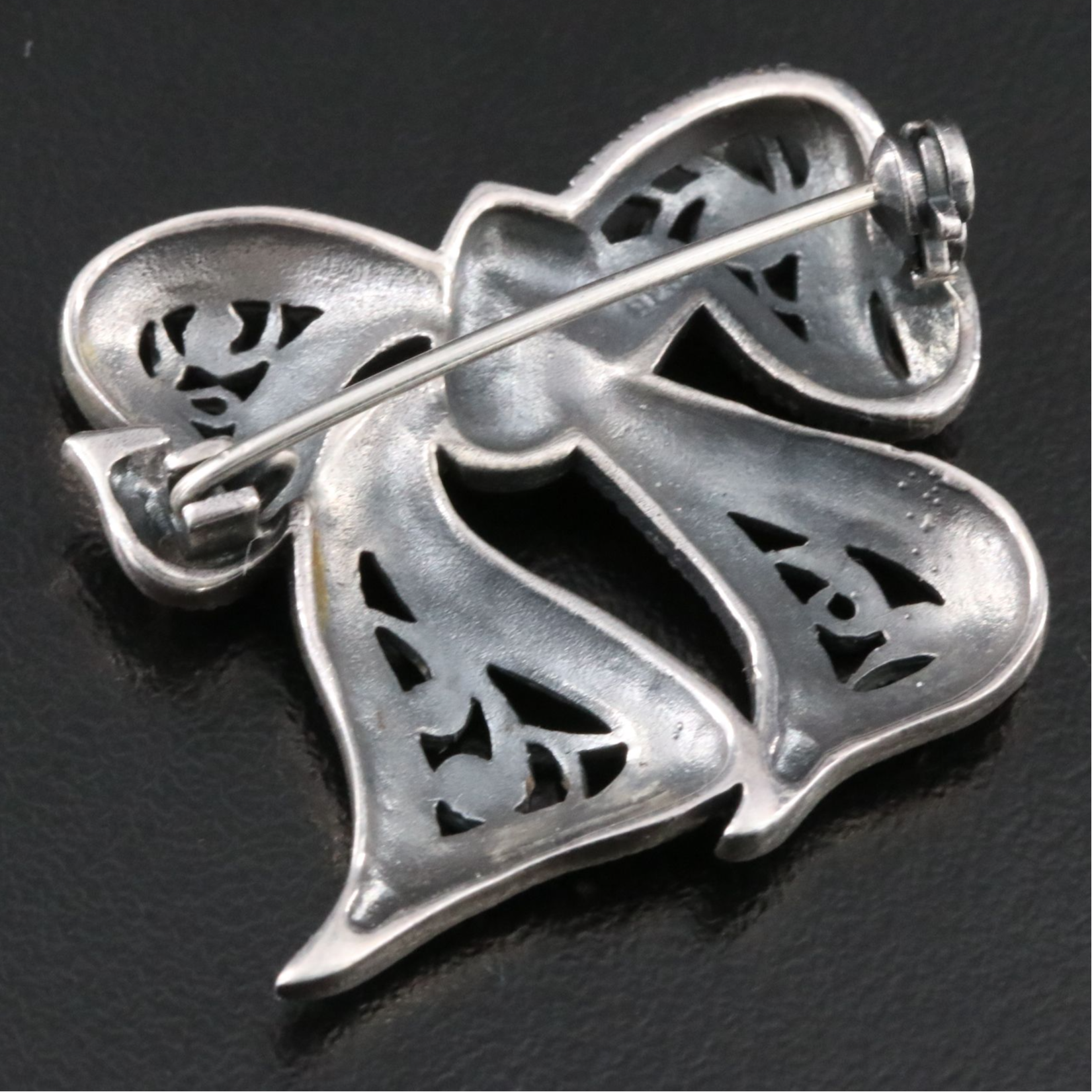 Sterling Marcasite Bow Brooch