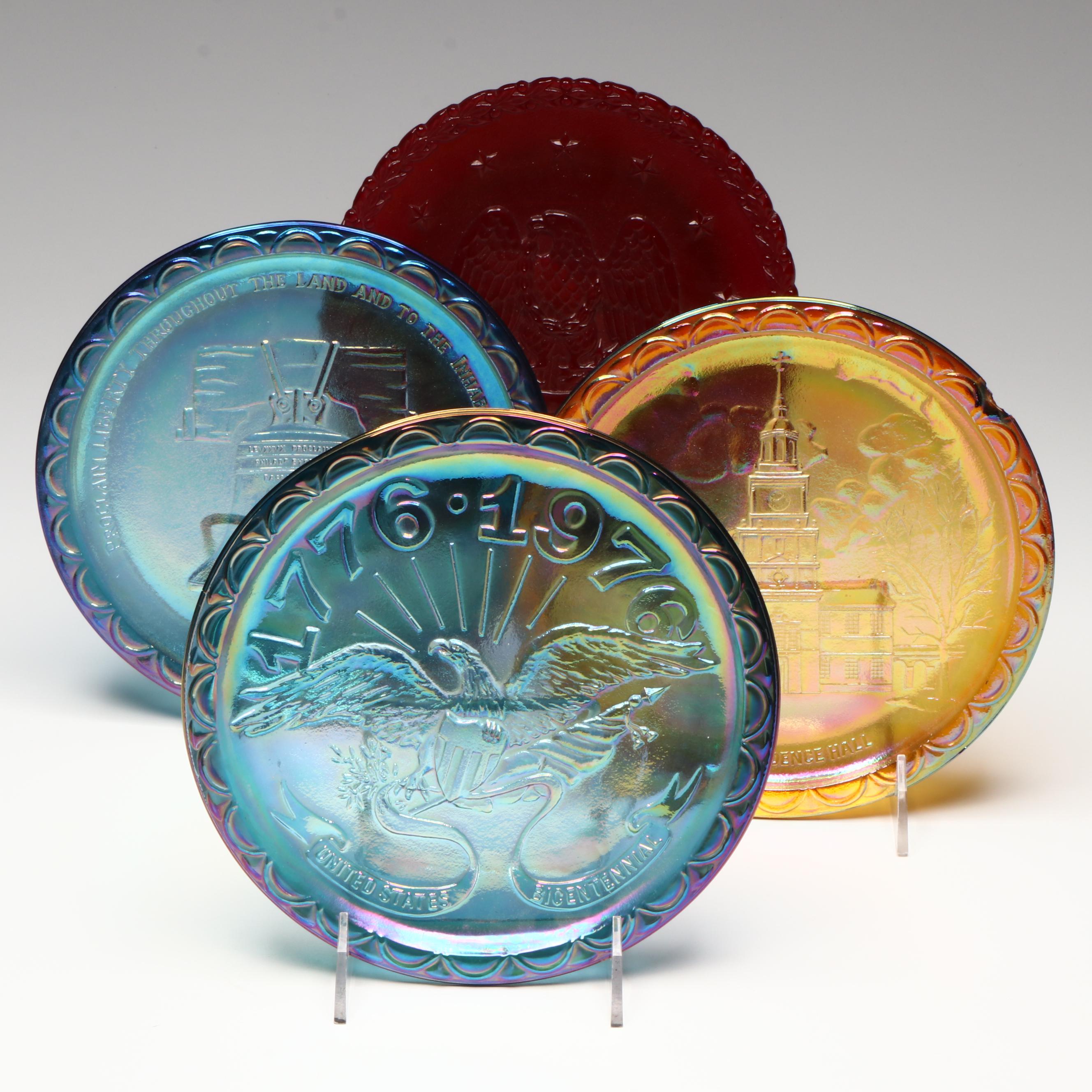 Fenton Glass Plates Featuring Eagle, Liberty Hall and Liberty Bell