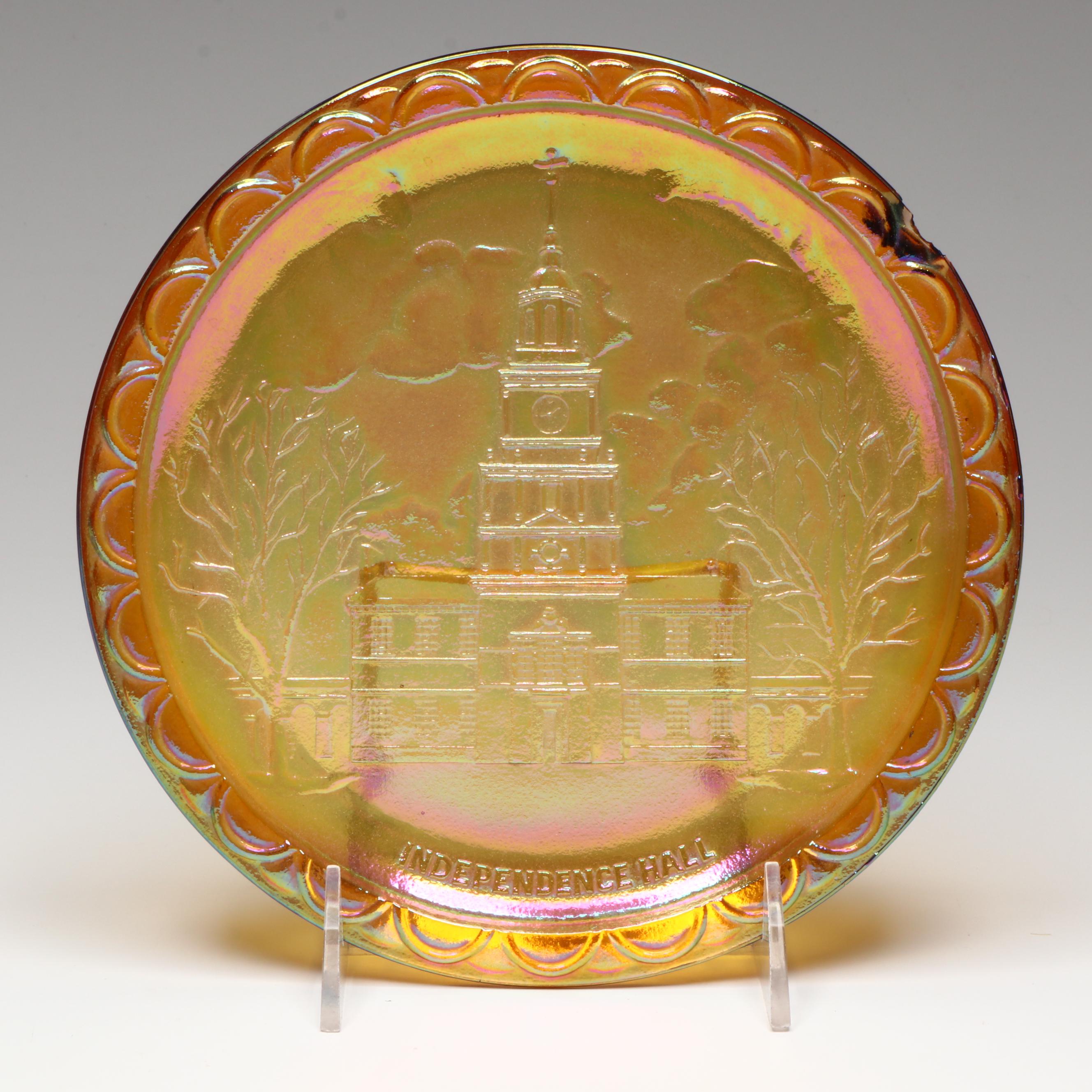 Fenton Glass Plates Featuring Eagle, Liberty Hall and Liberty Bell