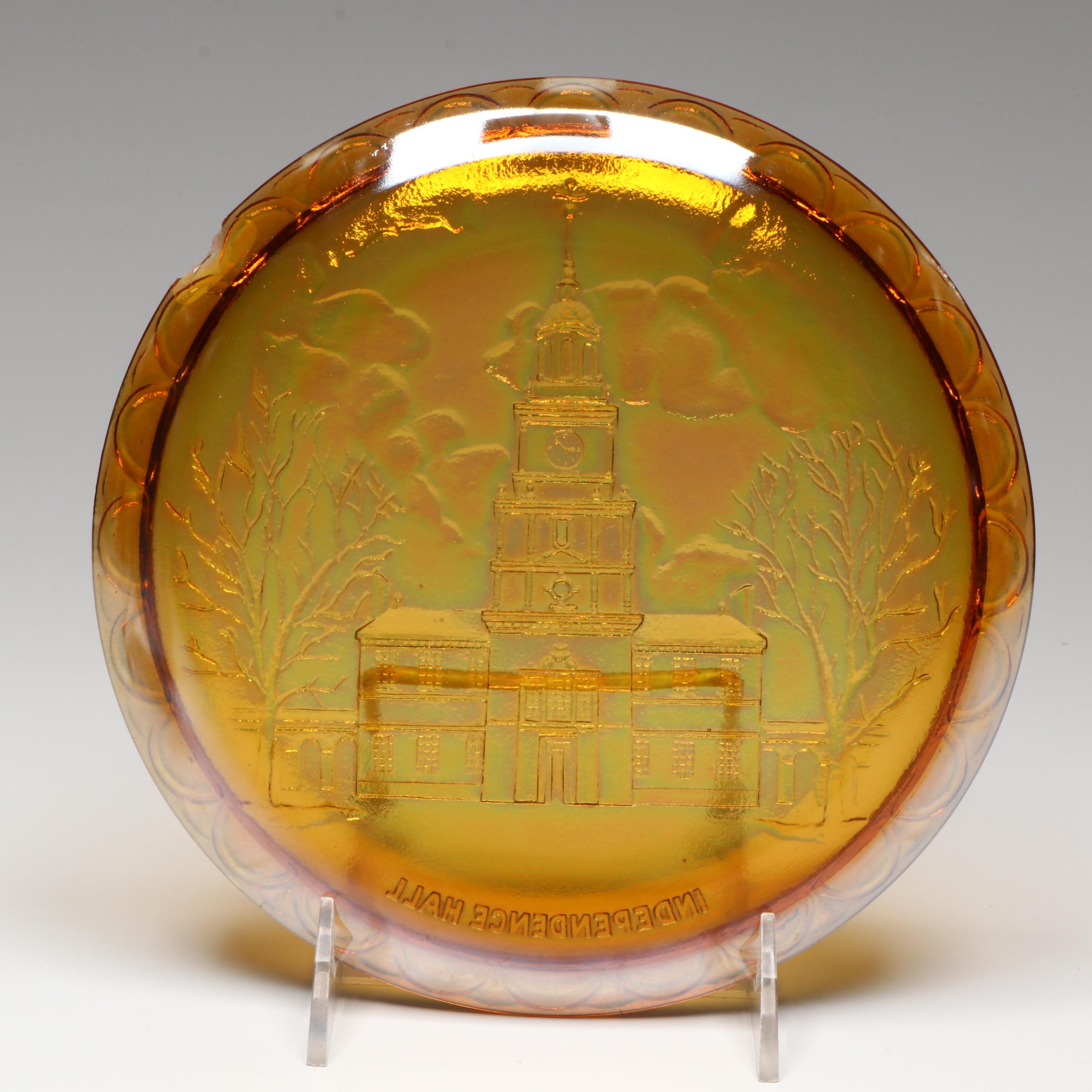 Fenton Glass Plates Featuring Eagle, Liberty Hall and Liberty Bell