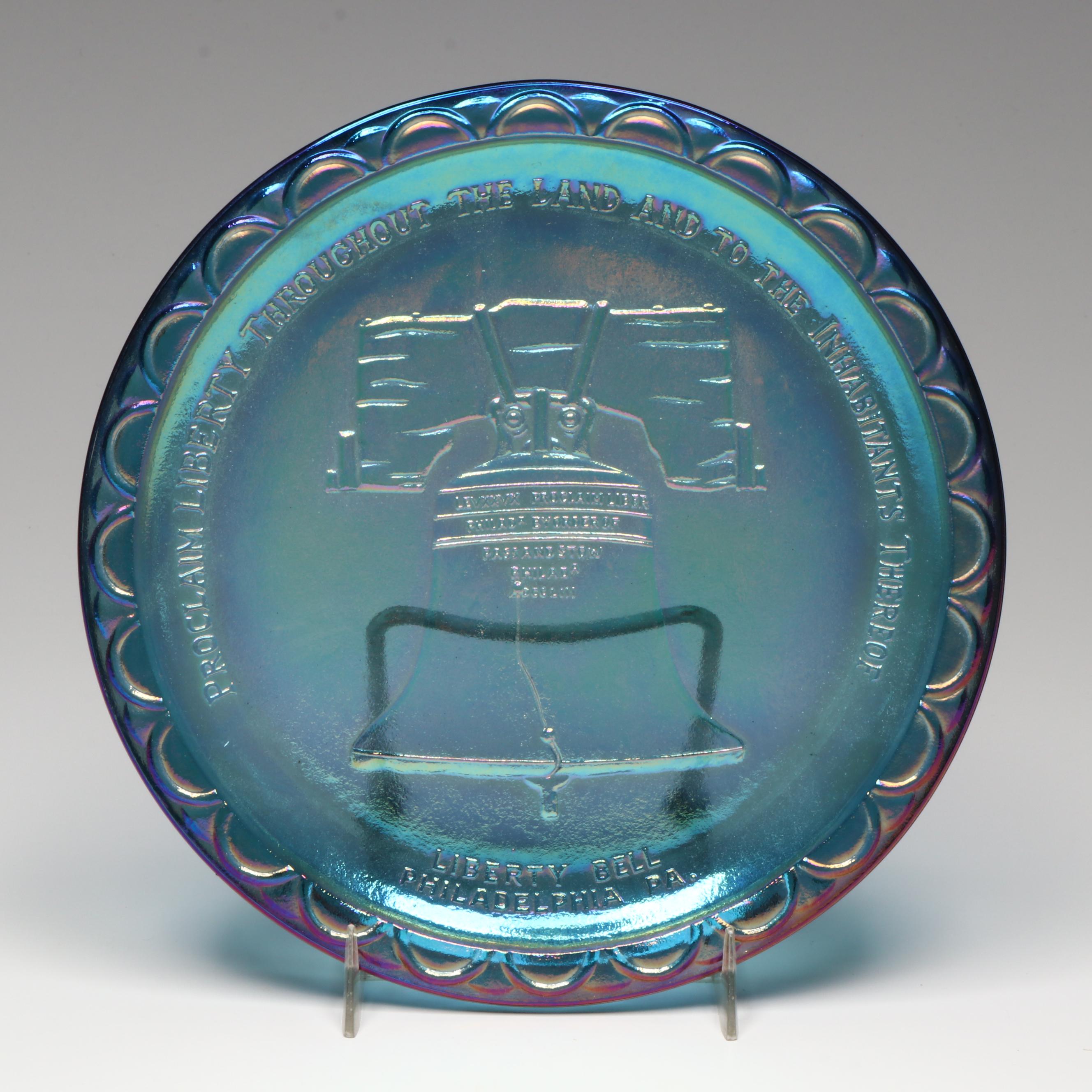 Fenton Glass Plates Featuring Eagle, Liberty Hall and Liberty Bell