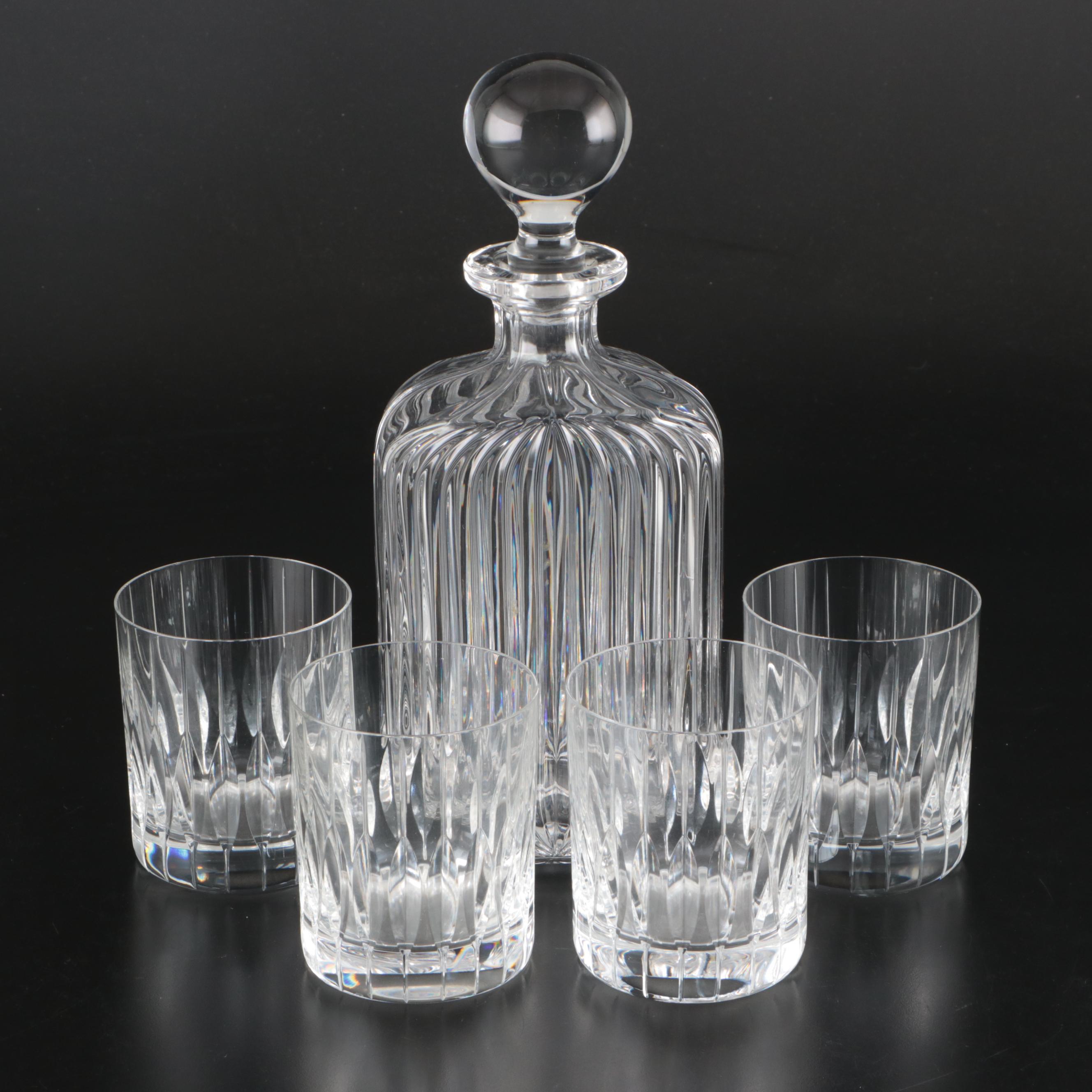 Crystal Old Fashioned Glasses with Crystal Decanter