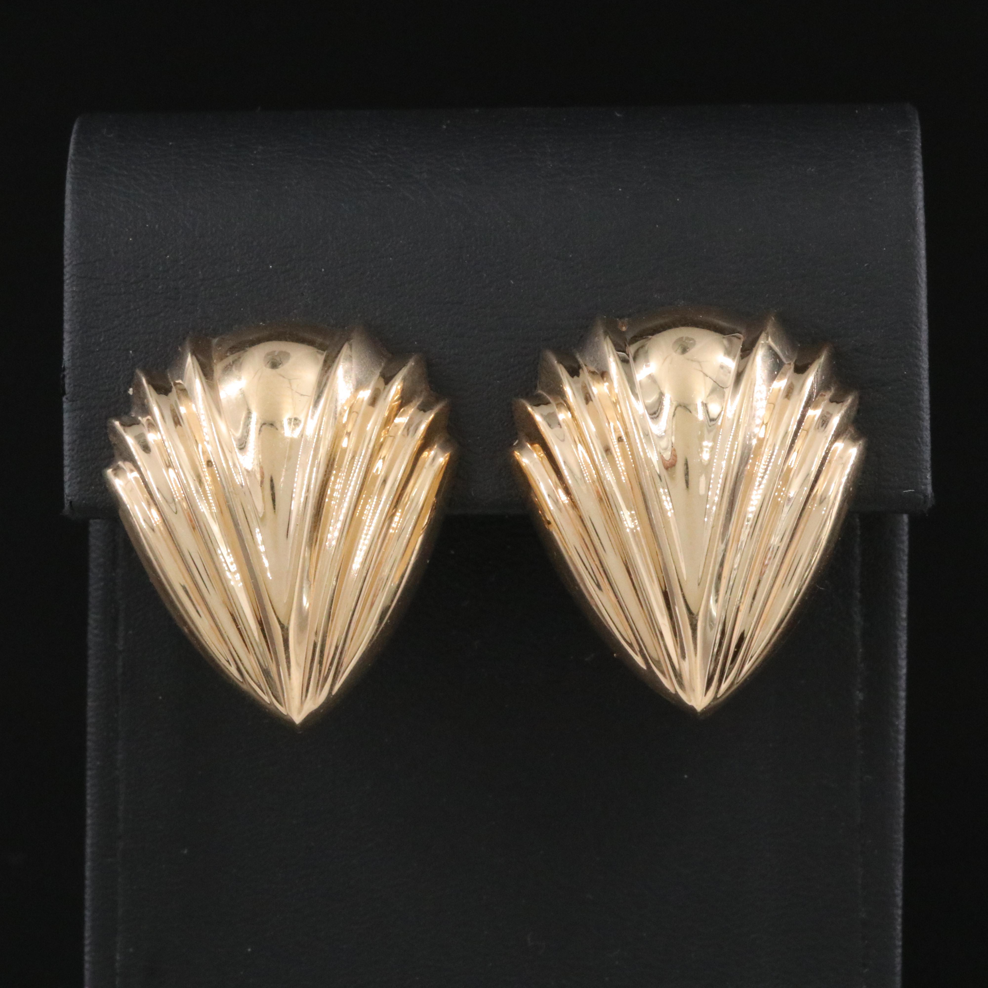 14K Fluted Earrings
